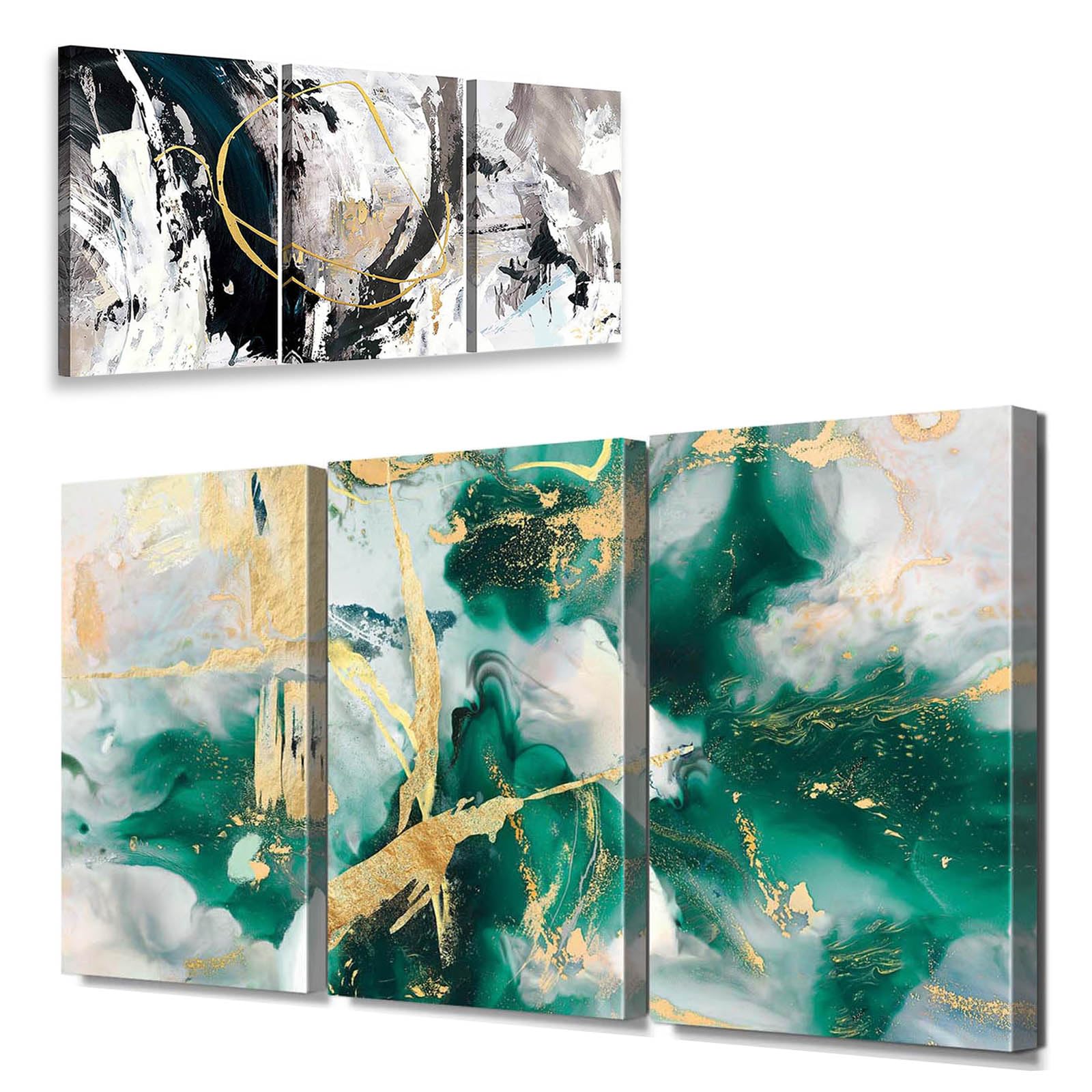 GIFTTWART Kitchen Wall Decor Wall Art for Living Room Black Green Gold Modern Artwork