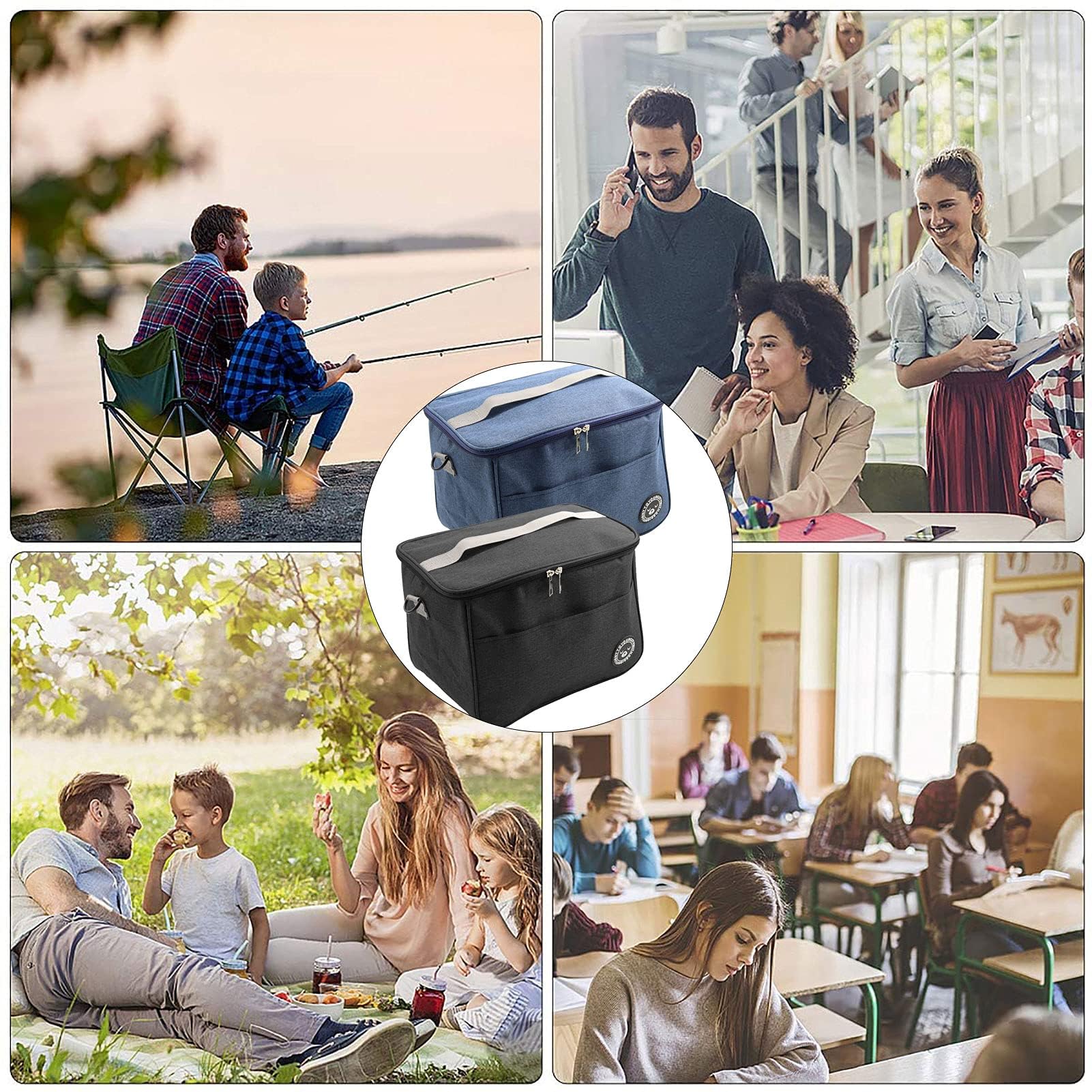 Borsa Isotermica da Pranzo 6L Pieghevole Frigo Isoterma per Alimenti Picnic Leggera Impermeabile Termica (Nero)