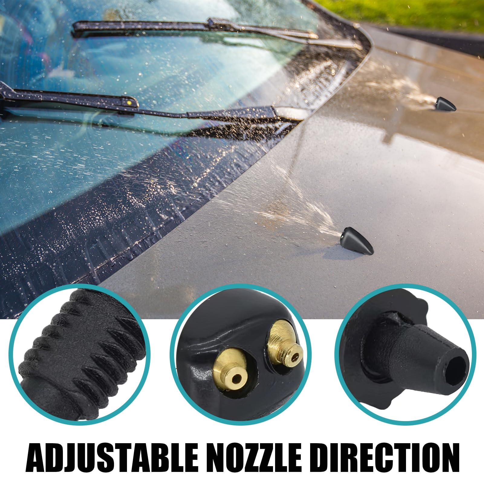 Kit Ugelli Lavavetri Auto - 2 Pezzi Con Doppio Foro Per Getto Preciso E Pulizia Parabrezza - Foto 5