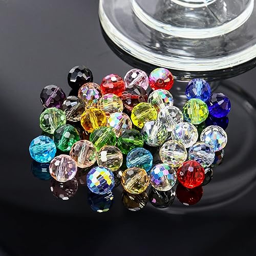 Miniatura 3 de Cuentas de cristal redondas de 0.394 pulgadas para la fabricación de joyas, cuentas de cristal facetadas negras para manualidades, pulseras,