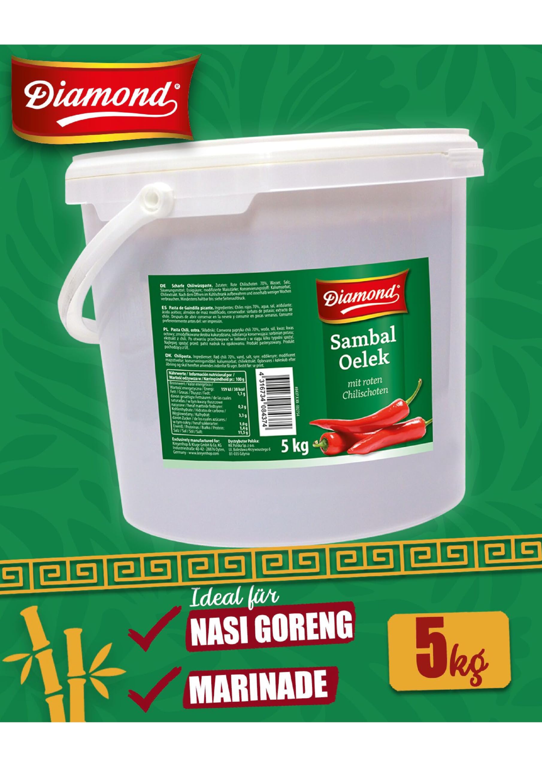 DIAMOND Sambal Oelek, bardzo ostry, opakowanie, 5000 g