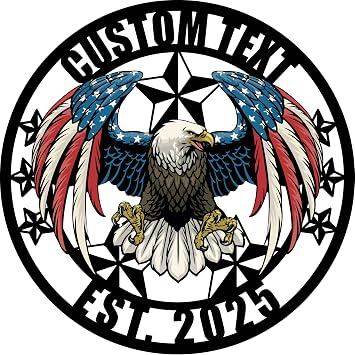 Personalized Metal Eagle American Flag Wall Decor, Colorful Design with Stars And Stripes, Patriotic American Bald Eagle Metal Sign, Patriotic Gift for Independence Day, Custom Signs Indoor/Outdoor
