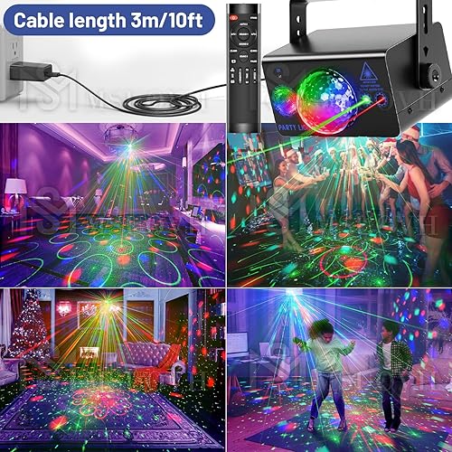 Miniatura 8 de Luces de fiesta, luz de discoteca, luz estroboscópica activada por sonido e iluminación de DJ con control remoto, luces rave para fiestas
