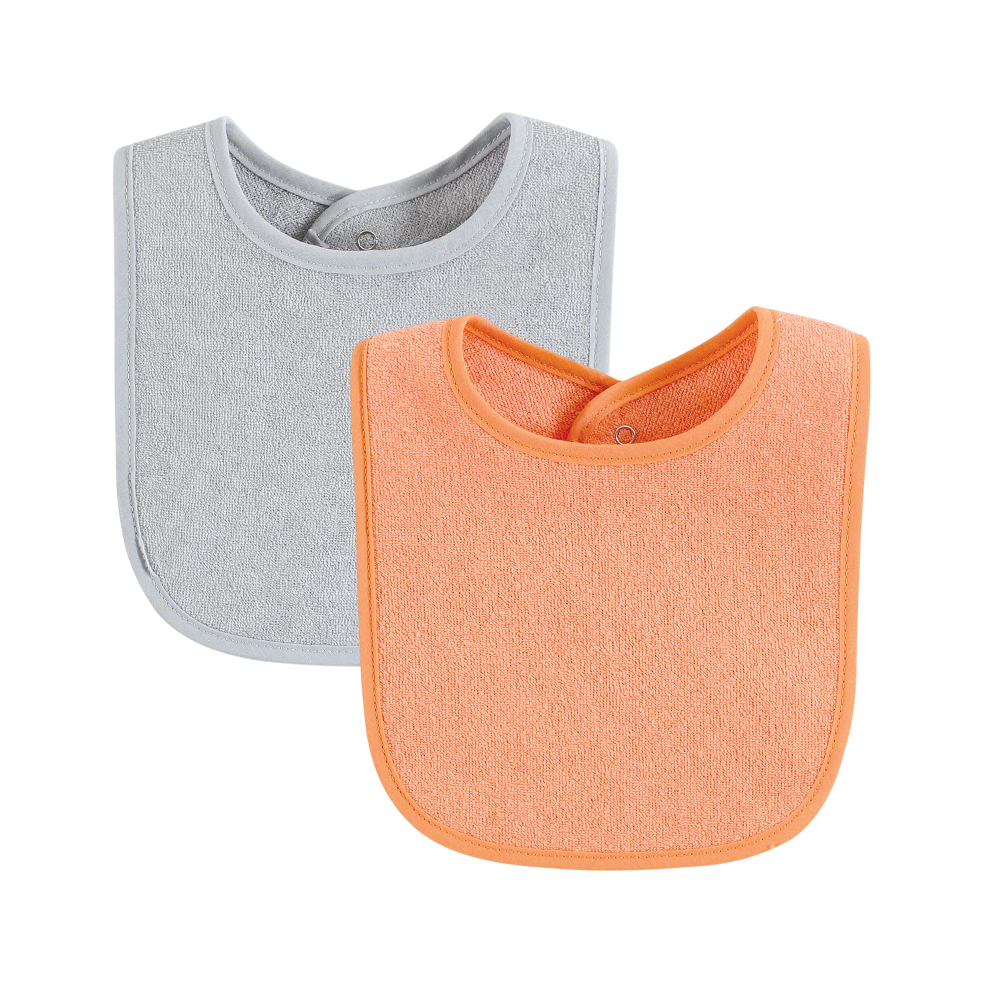 Hudson Baby Unisex Baby Drooler Bib with Waterproof Lining, Gray Orange, One Size