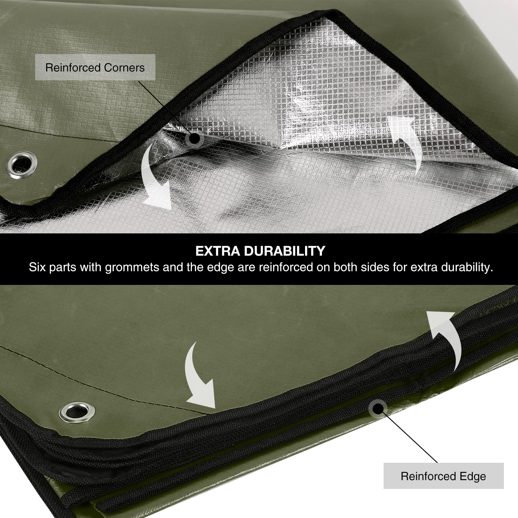 RedSwing Paquete de 6 lonas térmicas de emergencia resistentes al agua, manta de supervivencia aislada para acampar al aire libre, senderismo y refugio de emergencia, color verde