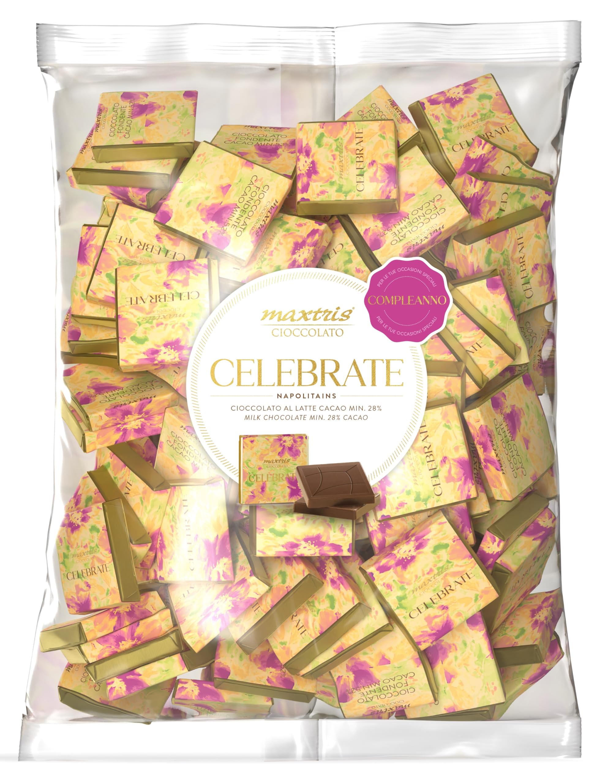 Cioccolatini al Latte Maxtris CELEBRATE COMPLEANNO, Celebrate Napolitains, busta 1kg