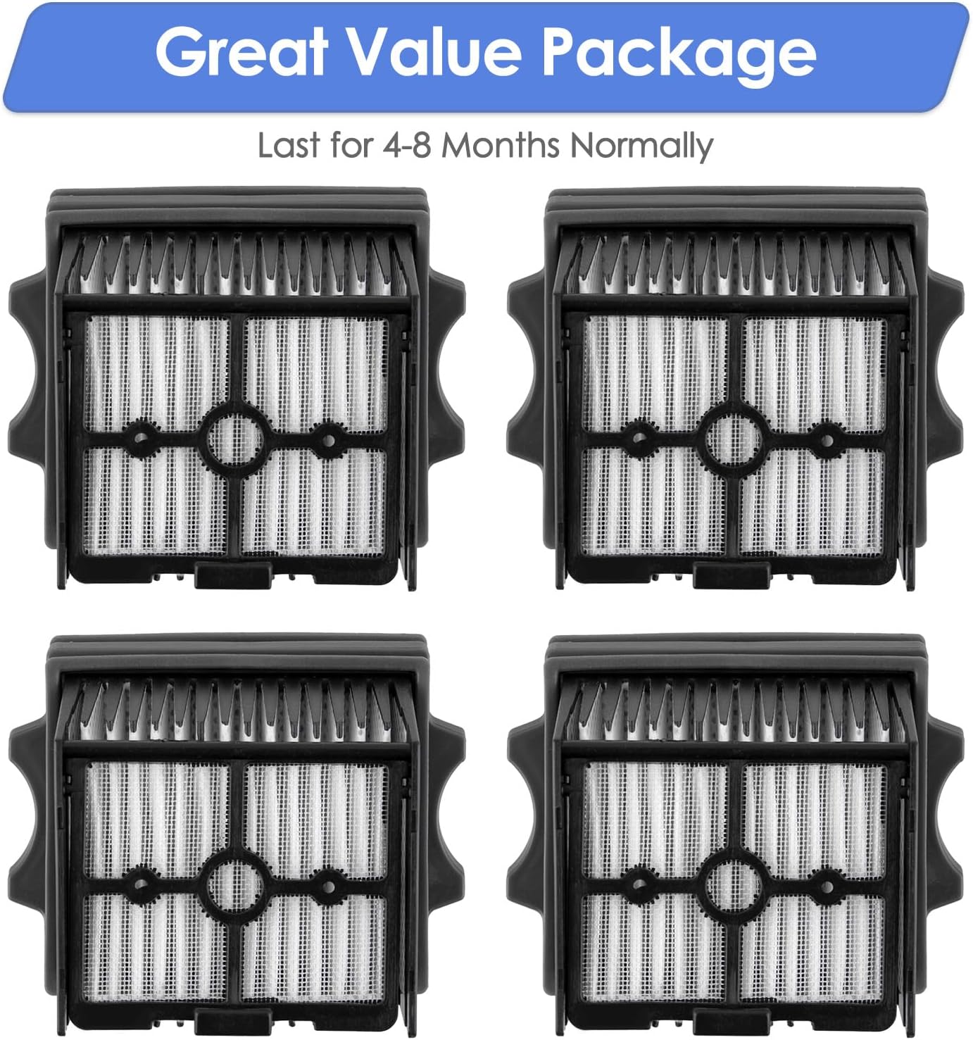 (4 Pack) Floor ONE Stretch S6 Replacement HEPA Filters Compatible with Tineco Floor One S5 Combo/ S9 Artist Pro/Switch S6 Wet and Dry Vacuum Cleaner, Upright Filters, Accessories Kit, Vacuum Filter image 3