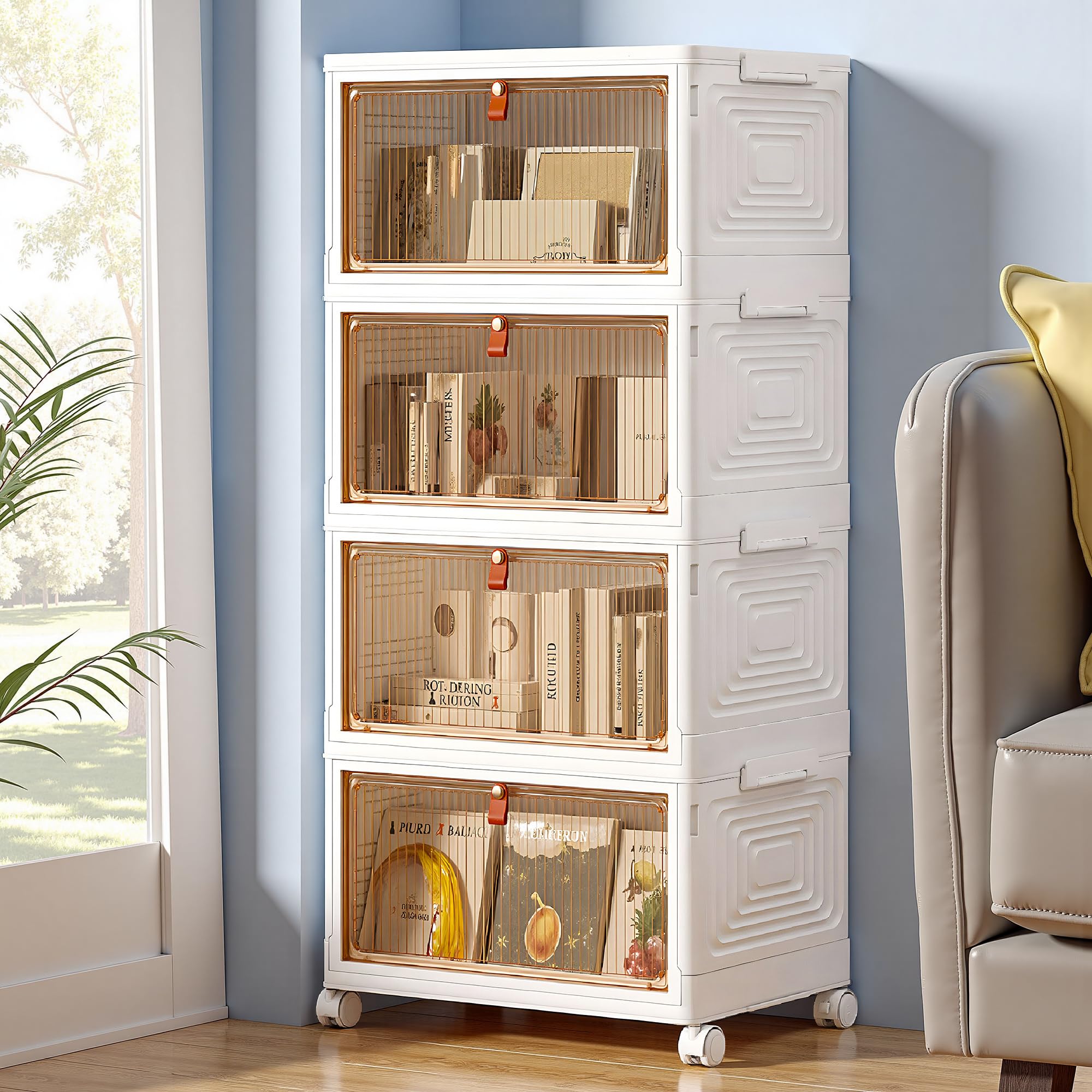 Amazon.com - VECELO 4 Tier Stackable Storage Boxes with Magnetic