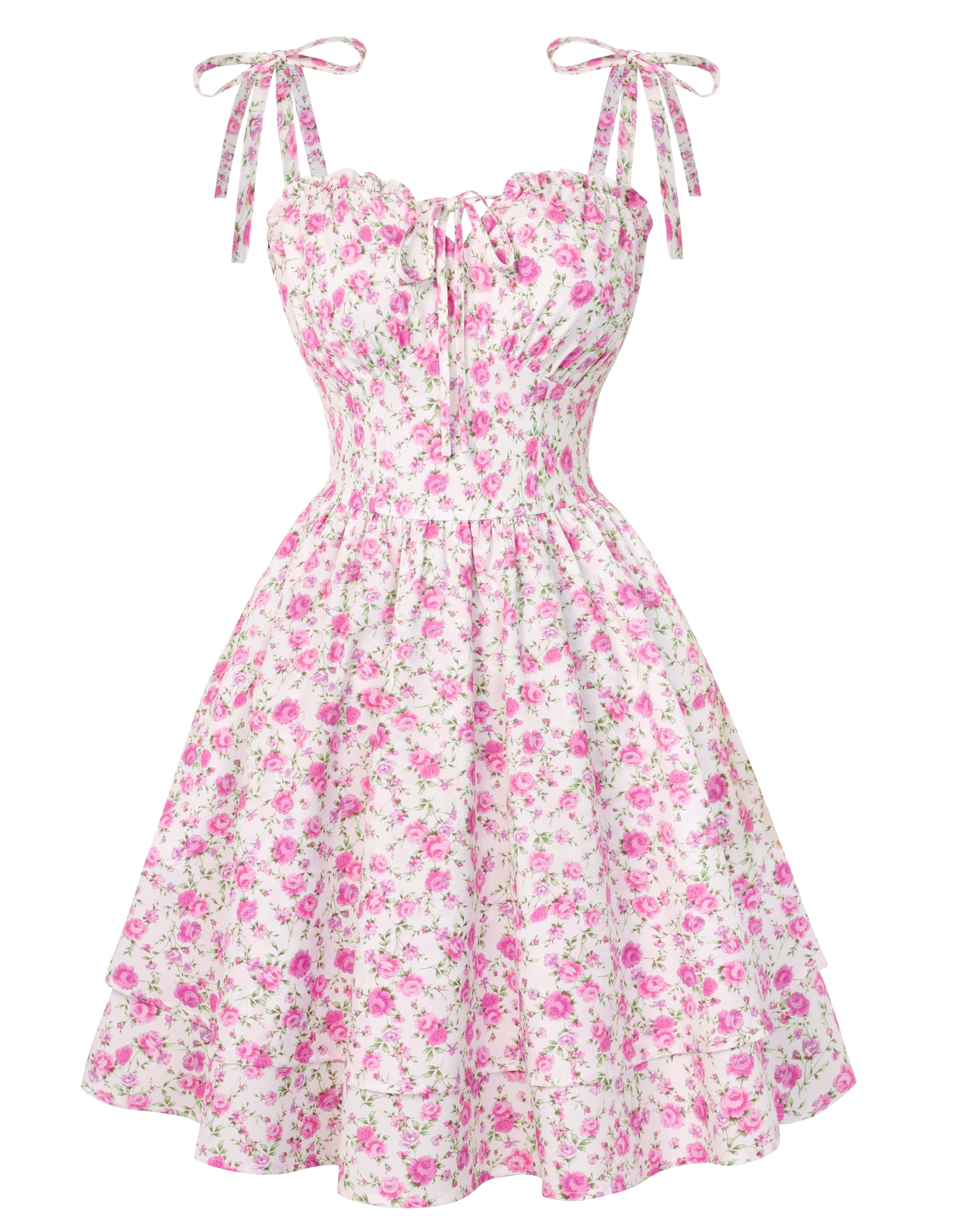 Scarlet Darkness Floral Mini Dress for Women Teens Summer 2026 Fairy Corset Sundress Graduation Dresses: Pink Floral Medium