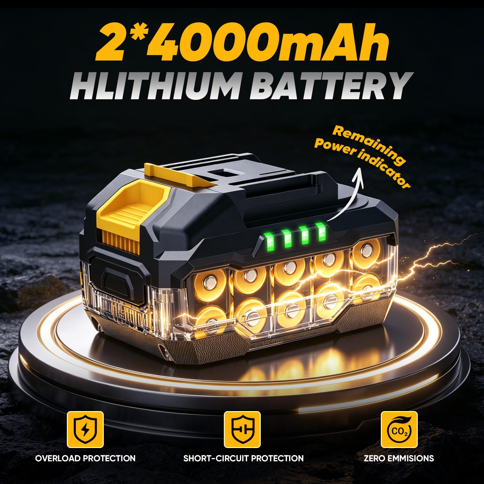 Visseuse à Chocs Sans Fil Gisam 1800 N.M, Visseuse à Chocs à Moteur Sans Balais 1/2" Avec Deux Batteries De 4000 Mah, Chargeur Rapide, 5 Douilles, Visseuse à Chocs Pour L'Automobile Et Les Animaux
