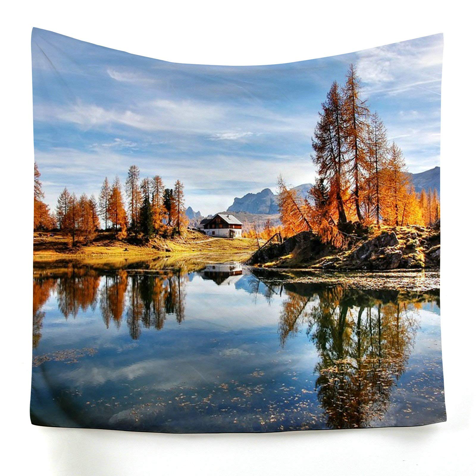 Tapiz de pared multicolor KnSam con paisaje de mar, decoración de hogar en poliéster 150x150cm