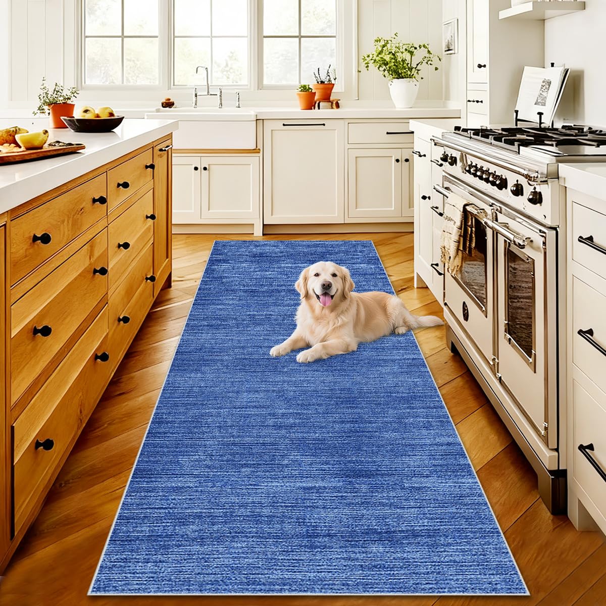 AYHSMNOU Extra Long Runner Rugs for Hallway Non Slip Kitchen Mat Hallway Hall Runner Narrow Rugs Washable Entrance Mat Water Large Door Mat Indoor for Kitchen Living Room Hallway Blue 120 x 280 cm