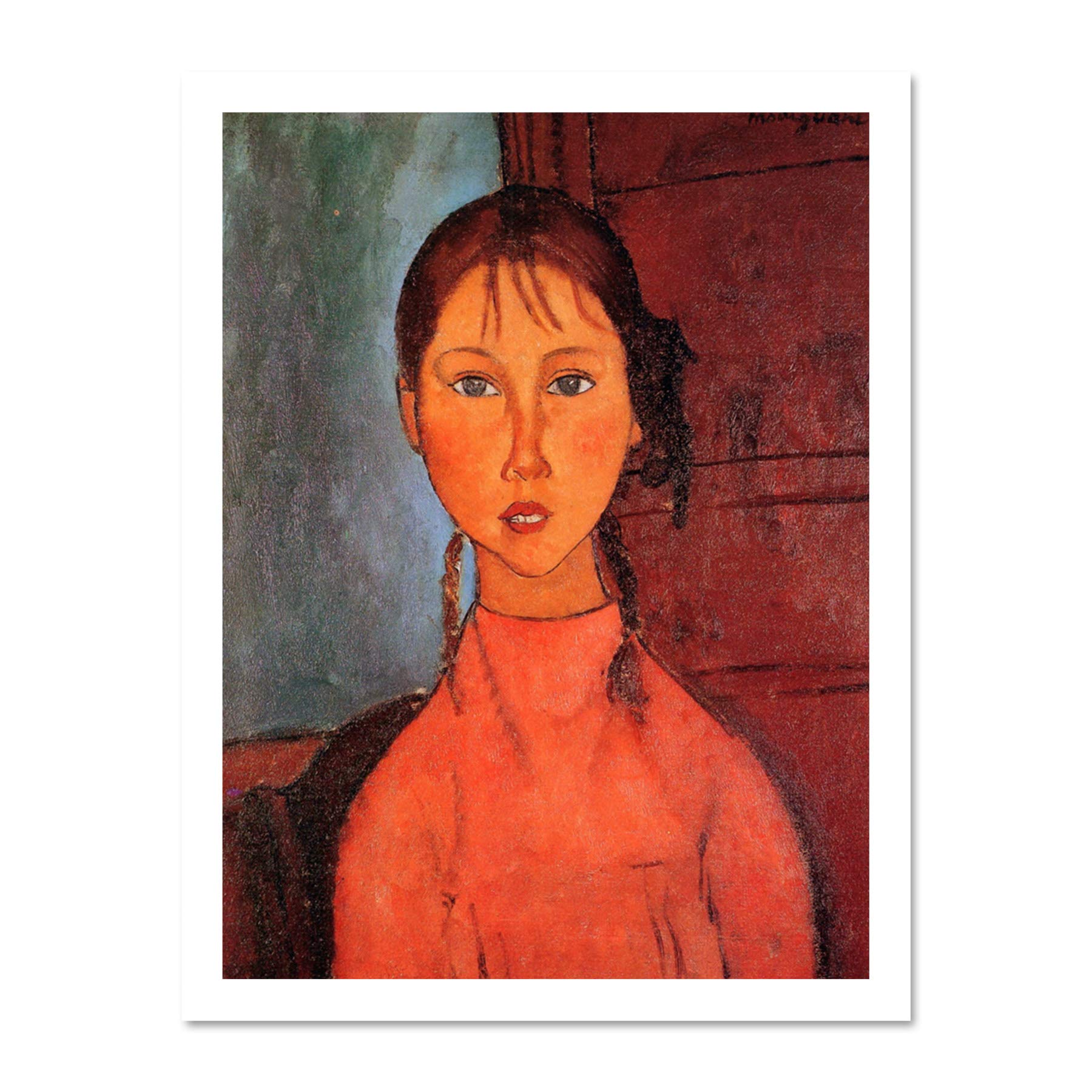 Wee Blue Coo Amedeo Modigliani Girl With Plaits Old Master Large Framed Art Print Poster Wall Decor 18x24 inch