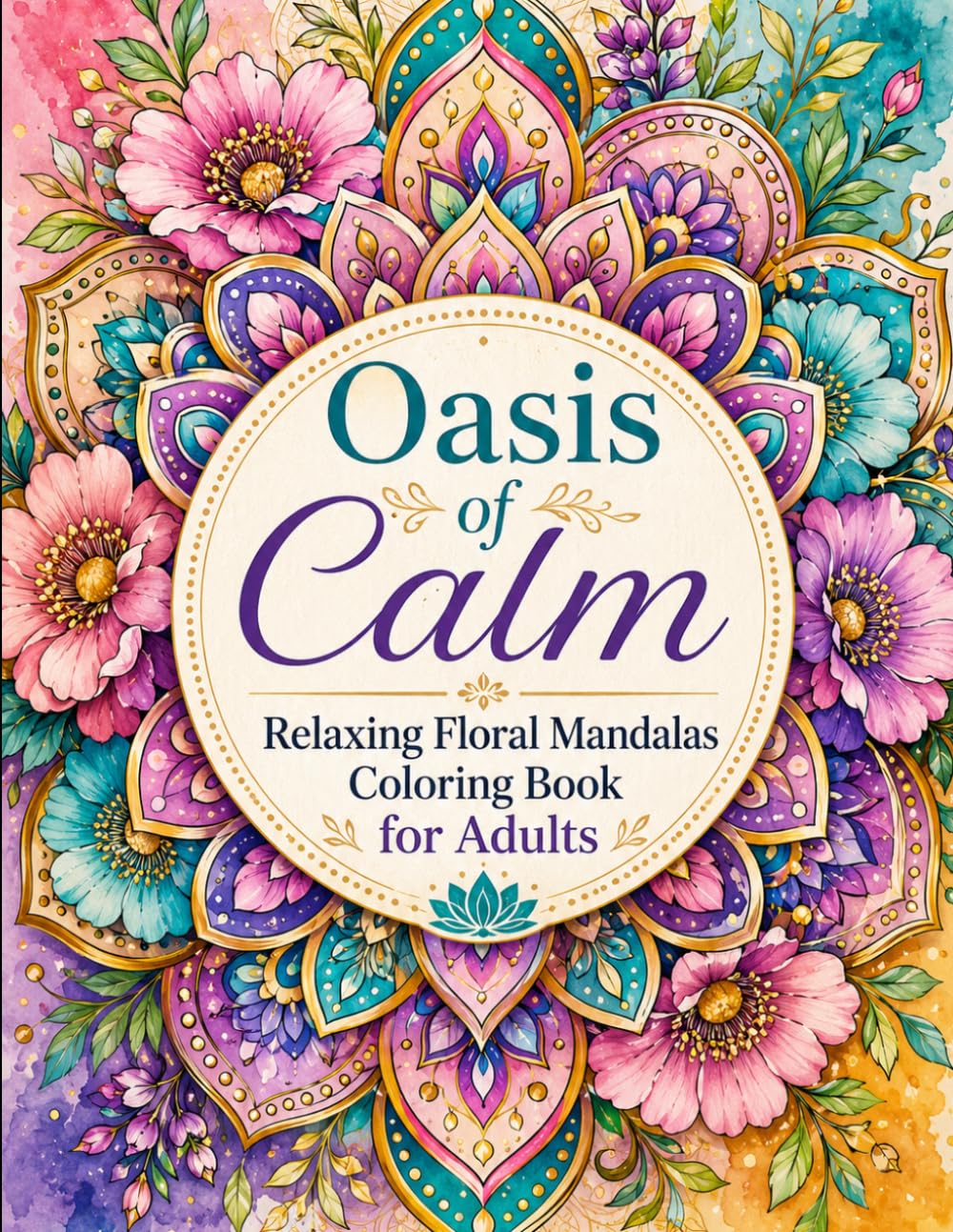 Oasis of Calm: Relaxing Floral Mandalas Coloring Book for Adults