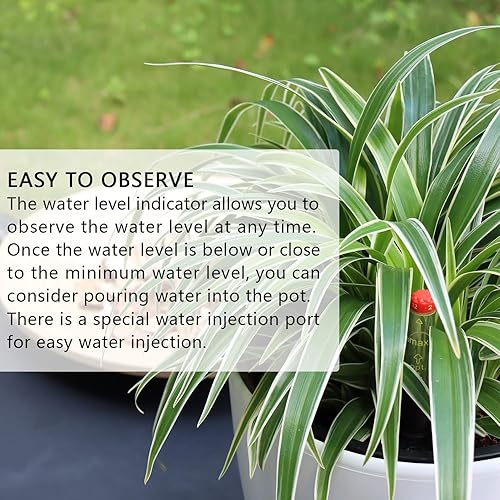 Miniatura 5 de Maceta de riego automático de 7 pulgadas con fibra de coco y piedra de espuma e indicador de nivel de agua, maceta decorativa fácil y moderna para