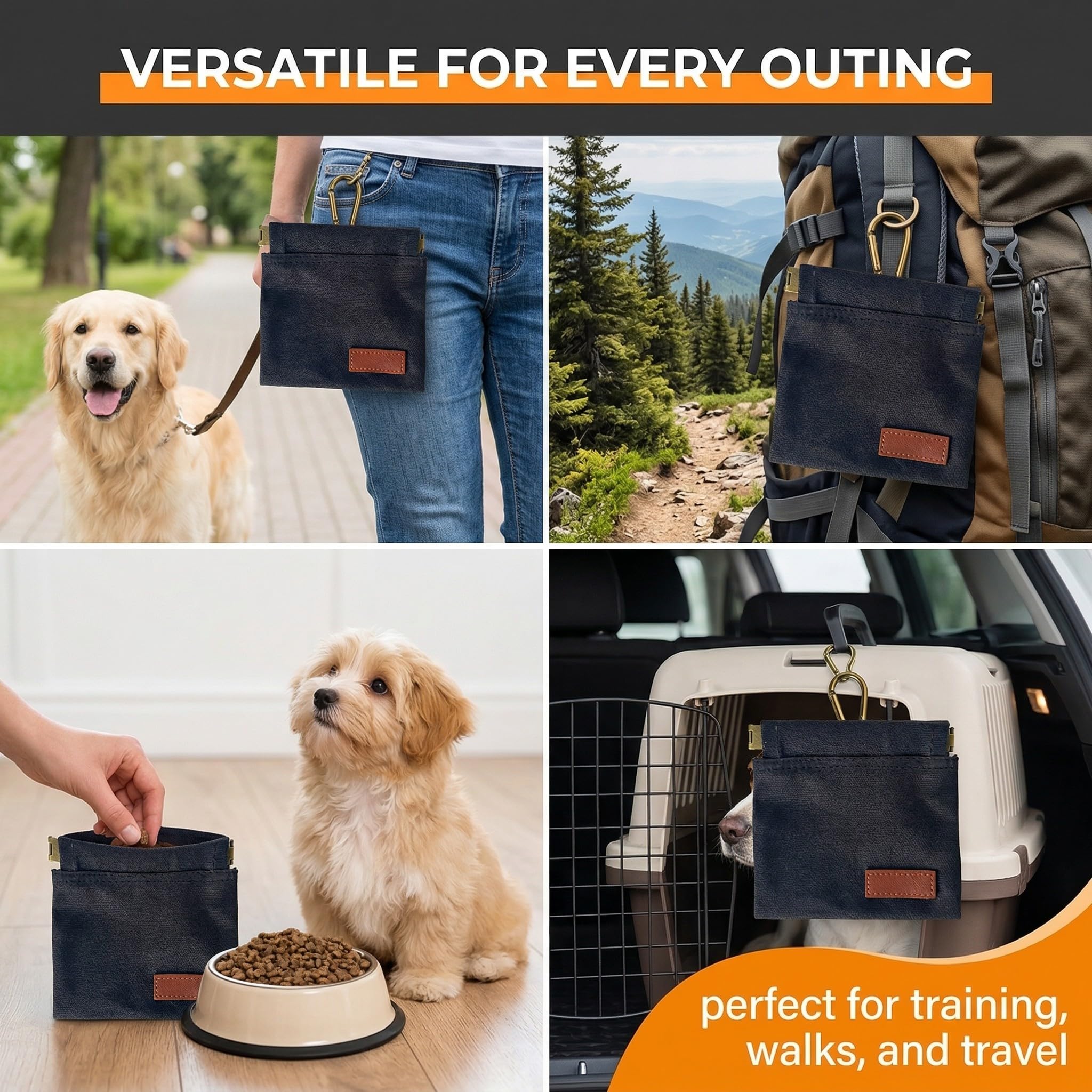 1 Pezzi Borsa Addestramento Cani con Porta Snack Integrato, Mani Libere e Moschettone, Porta Crocchette per Cani - Accessorio per Addestramento Professionale per Passeggiate, Agility