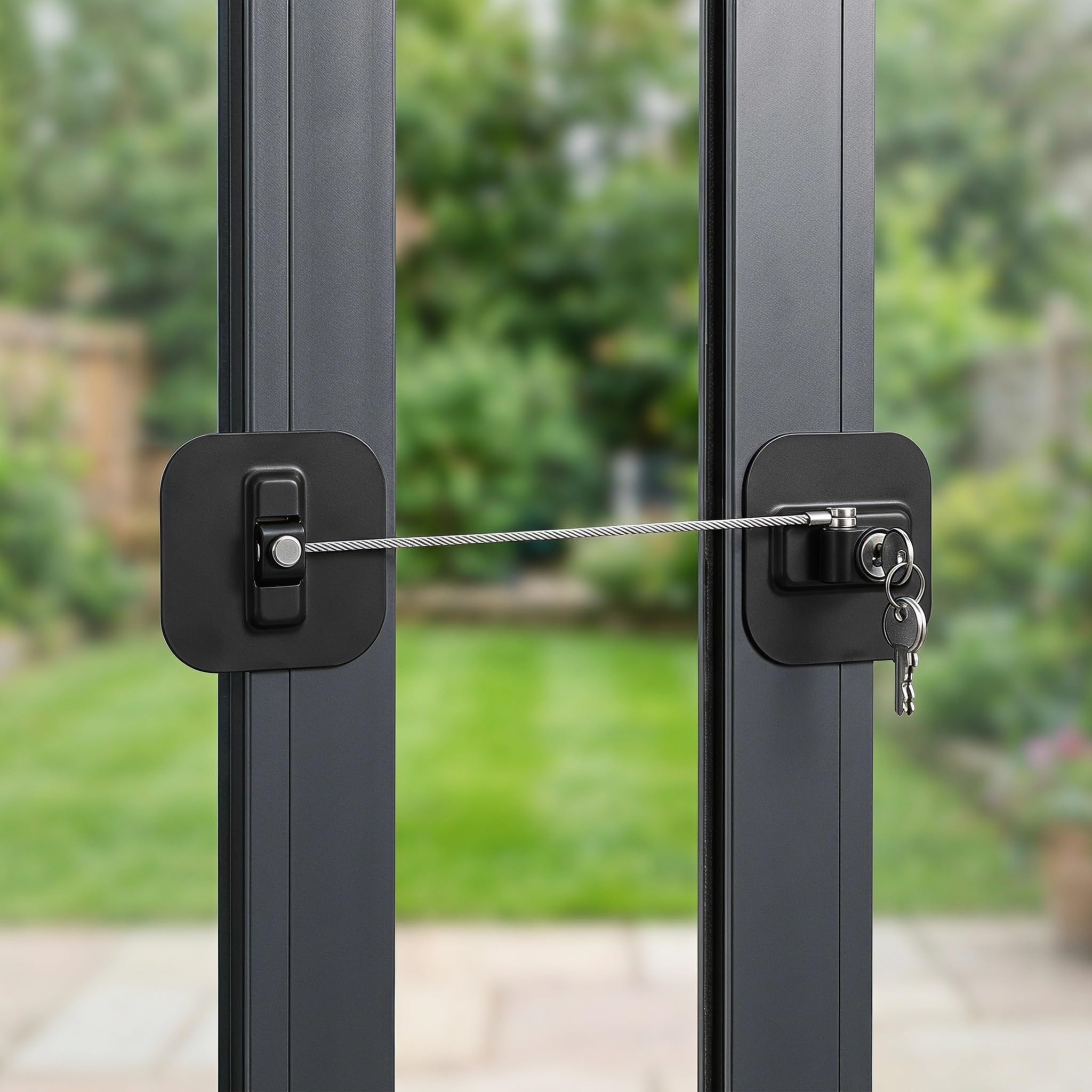 Lurrose 2 Cerraduras de Seguridad para Niños para Ventanas y armarios, Cable con Llave para Puertas Correderas, Protección anticaídas para Refrigeradores, Cajones y Gabinetes, 2 unidades