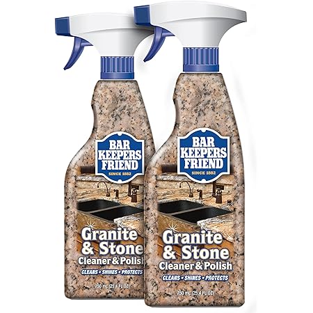 Bar Keepers Friend Granite & Stone Cleaner & Polish (25.4 oz) Granite Cleaner for Use on Natural, Manufactured & Polished Stone, Quartz, Silestone, Soapstone, Marble - Countertop Cleaner & Polish (2)