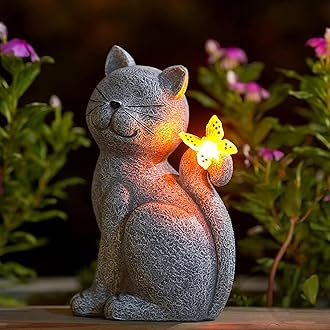 Nacome Cat Outdoor Statues for Garden: Outside Decor with Butterfly Clearance for Yard Art Lawn Ornaments Porch Patio Balcony Home House - Gifts for Mom Grandma Women
