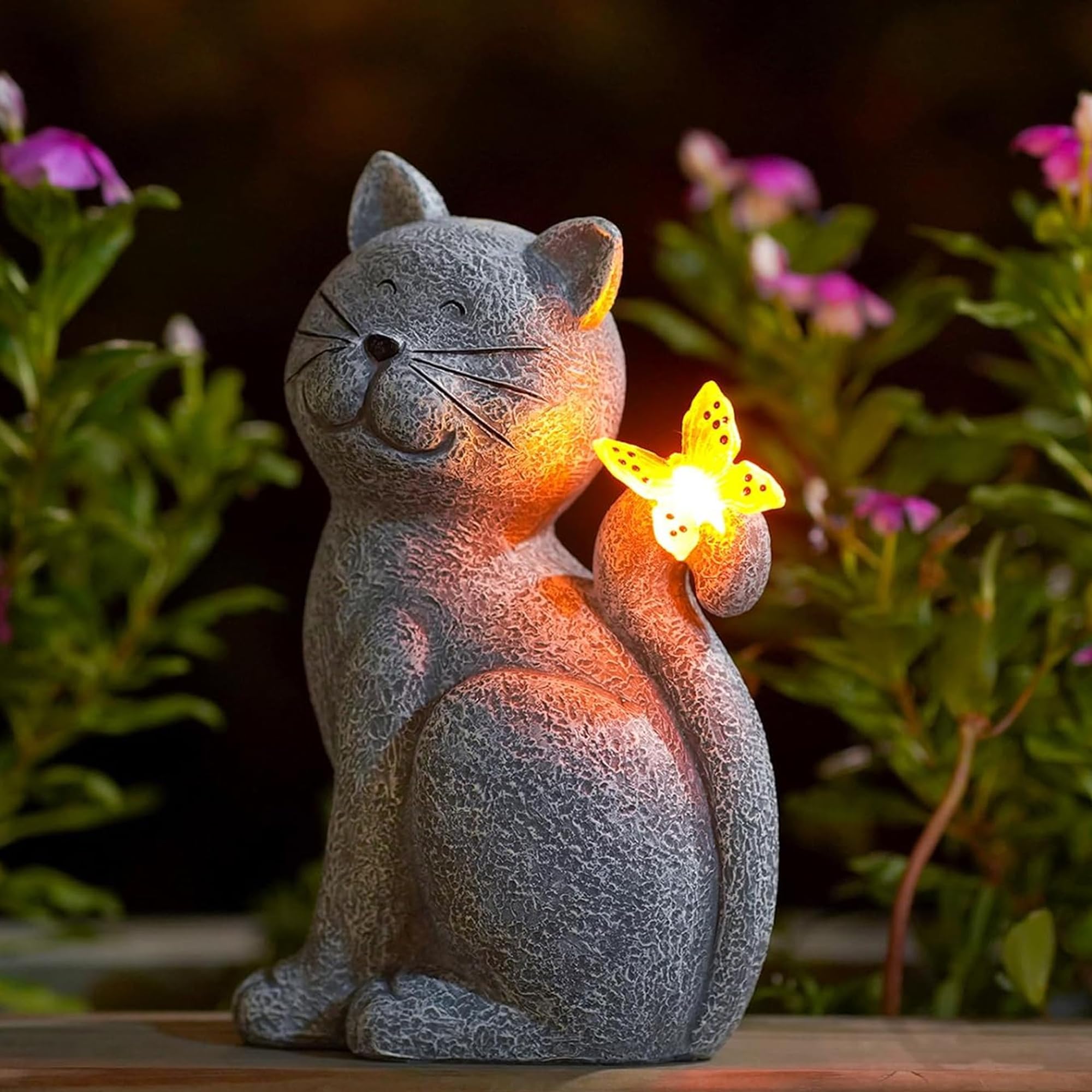 Nacome Cat Outdoor Statues for Garden: Outside Decor with Butterfly Clearance for Yard Art Lawn Ornaments Porch Patio Balcony Home House - Gifts for Mom Grandma Women