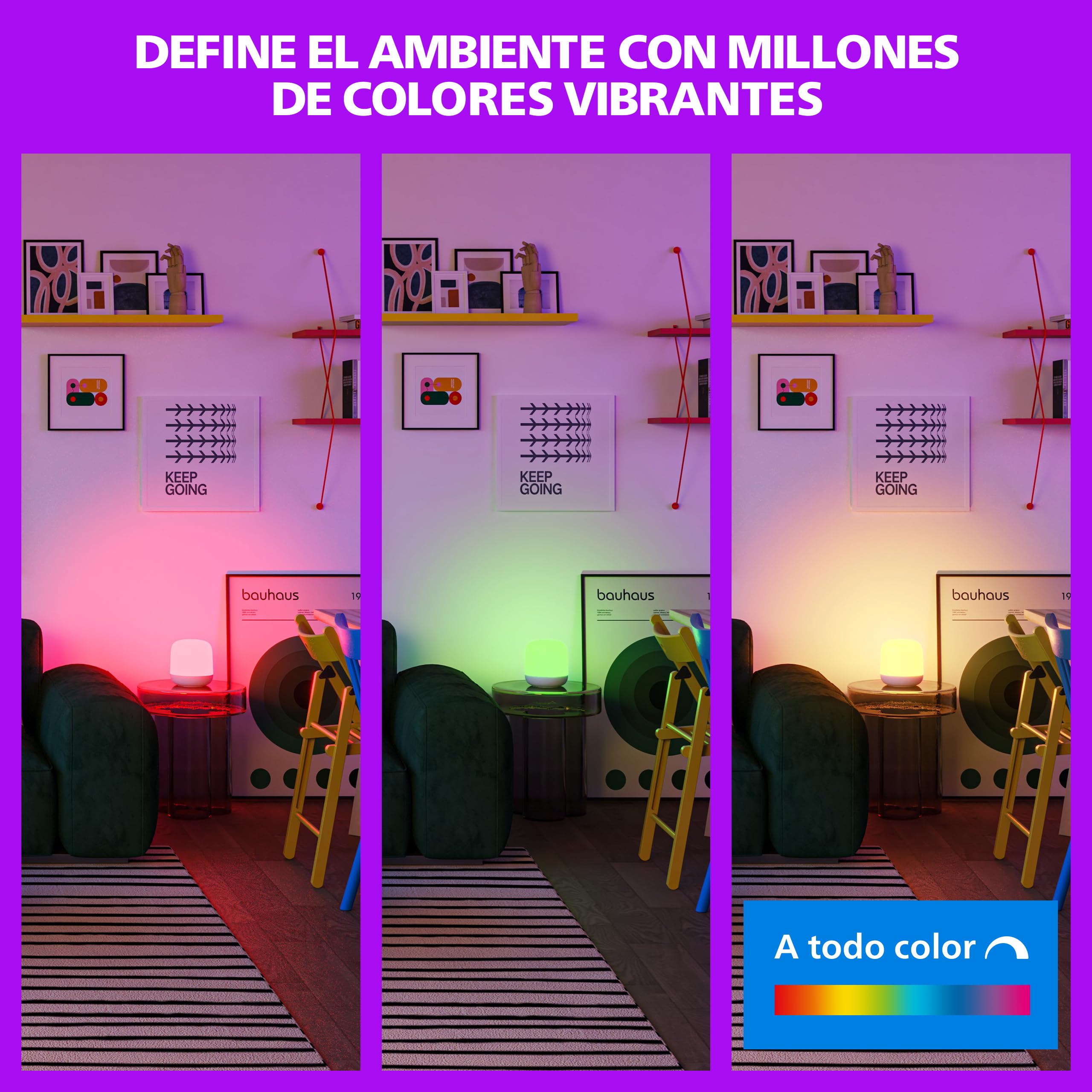 Philips Smart Lighting Lámpara de Sobremesa Hero, Todo Color, Luz Regulable Blanca Cálida a Fría, Control Táctil, Connected by WiZ, Sincronización de Música, Alexa, Google Home, Apple Home