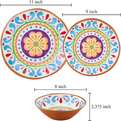 Miniatura 2 de UP ware Cinco de Mayo - Juego de vajilla de melamina de 12 piezas, juego de platos para exteriores, juegos de platos y cuencos, decoraciones del