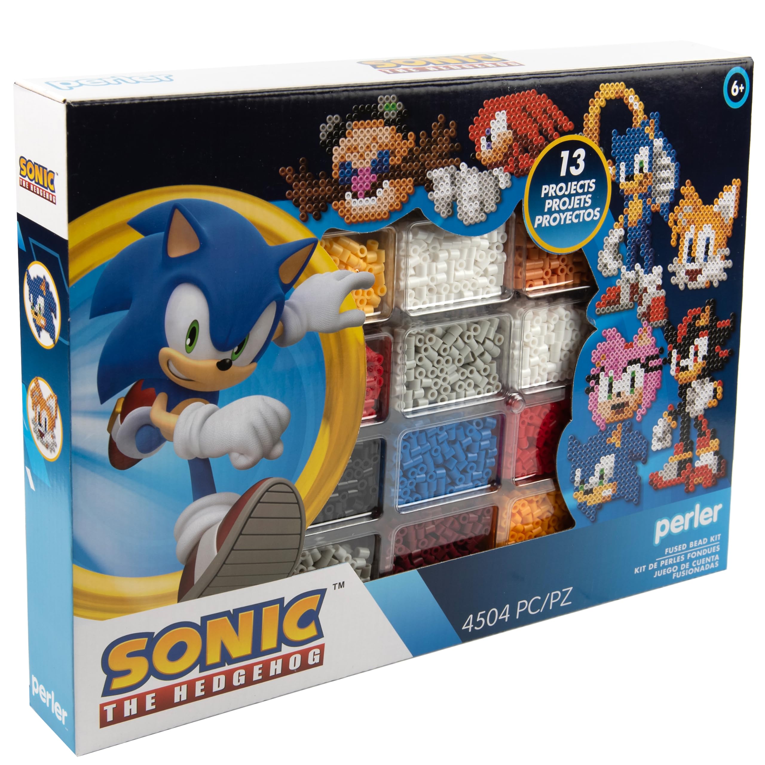 Perler 80-57249 Sonic The Hedgehog Deluxe - Kit de actividades de manualidades con cuentas fusionadas con 14 proyectos, multicolor, 4504 piezas