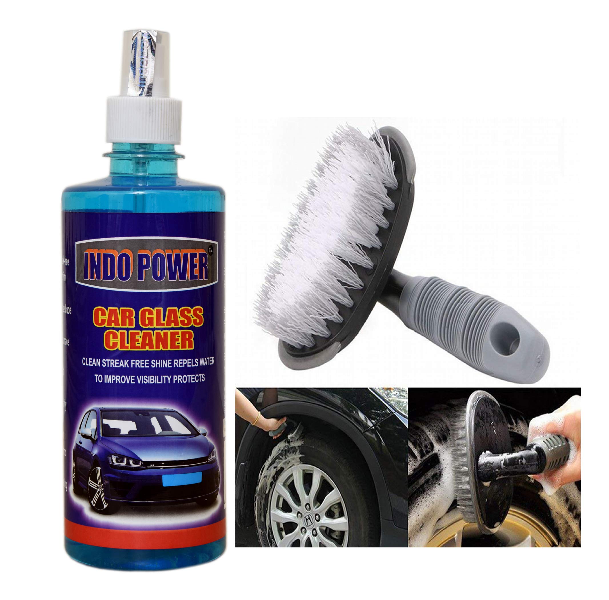 HCTTT20- CAR Glass Cleaner 500ml.+All Tyre Cleaning Brush 1 pic-image-20