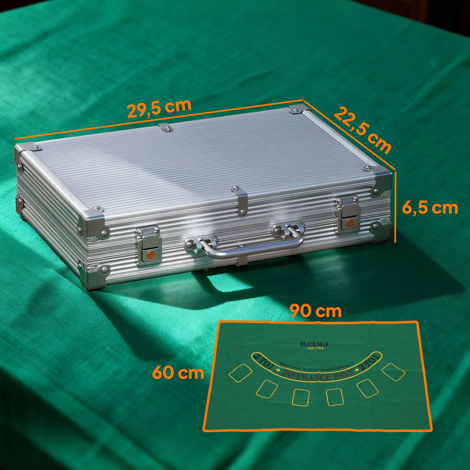 SPORTNOW set poker con serratura con valigetta 200 fiches carte 5 dadi mazzi di carte con bottone, set completo poker giochi di carte valigetta in alluminio per Texas Hold'em, Blackjack