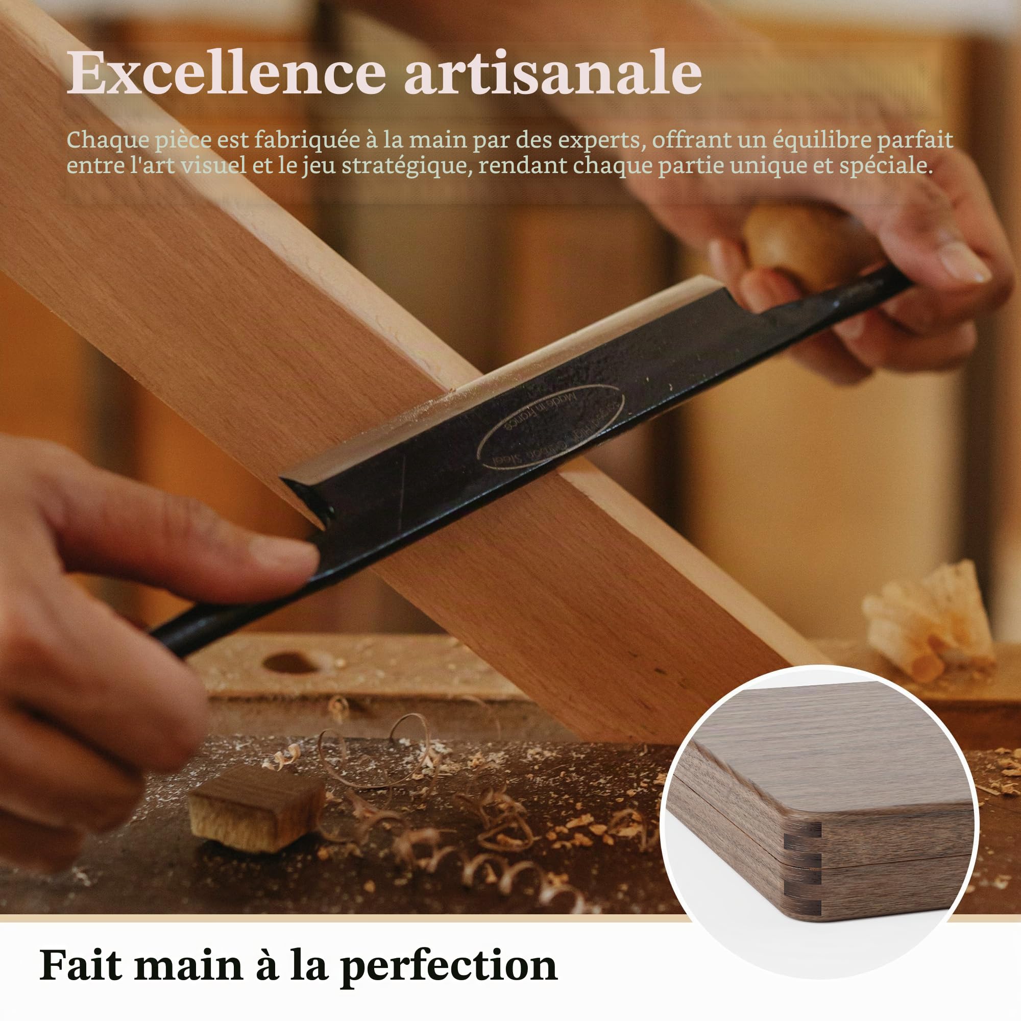 Jeu de backgammon de qualité supérieure en bois de noyer noir - Jeu de voyage de luxe (avec dés et doubleur)
