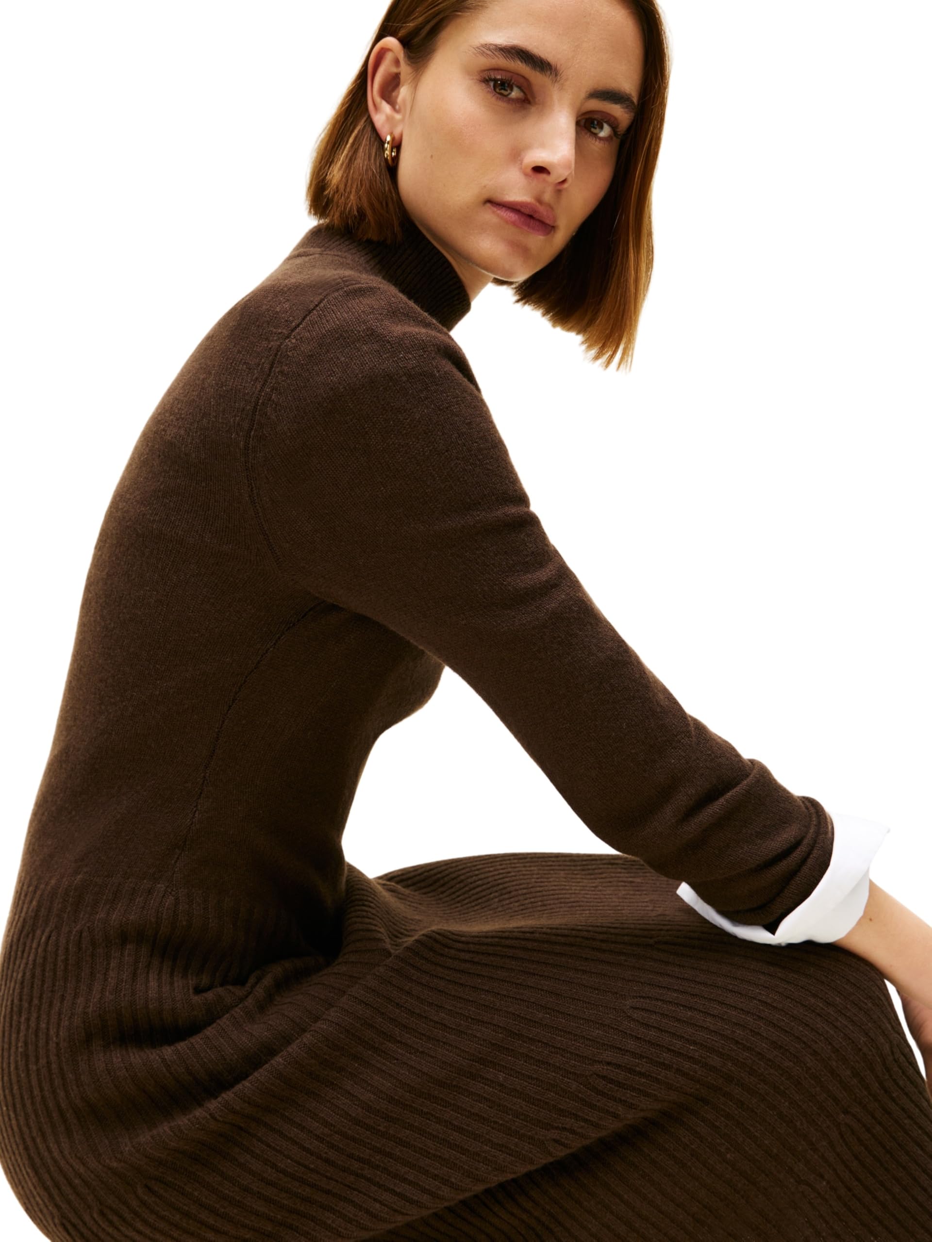 Tommy Hilfiger Soft Wool LS Mock-nk Swt Dress Ww0ww47303 Abito Maglione Donna (Pacco da 1)