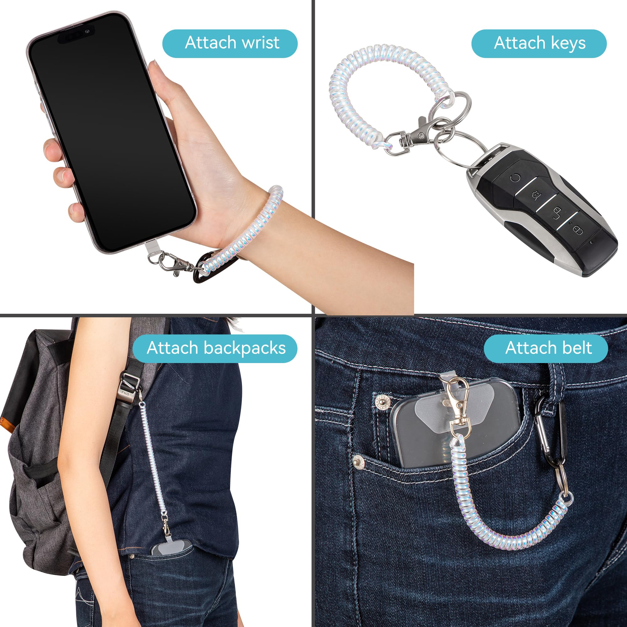 COCASES Catena 2-in-1 Per Cellulare, Tracolla E Cinturino Da Polso Staccabile, Universale Per Smartphone, Nero
