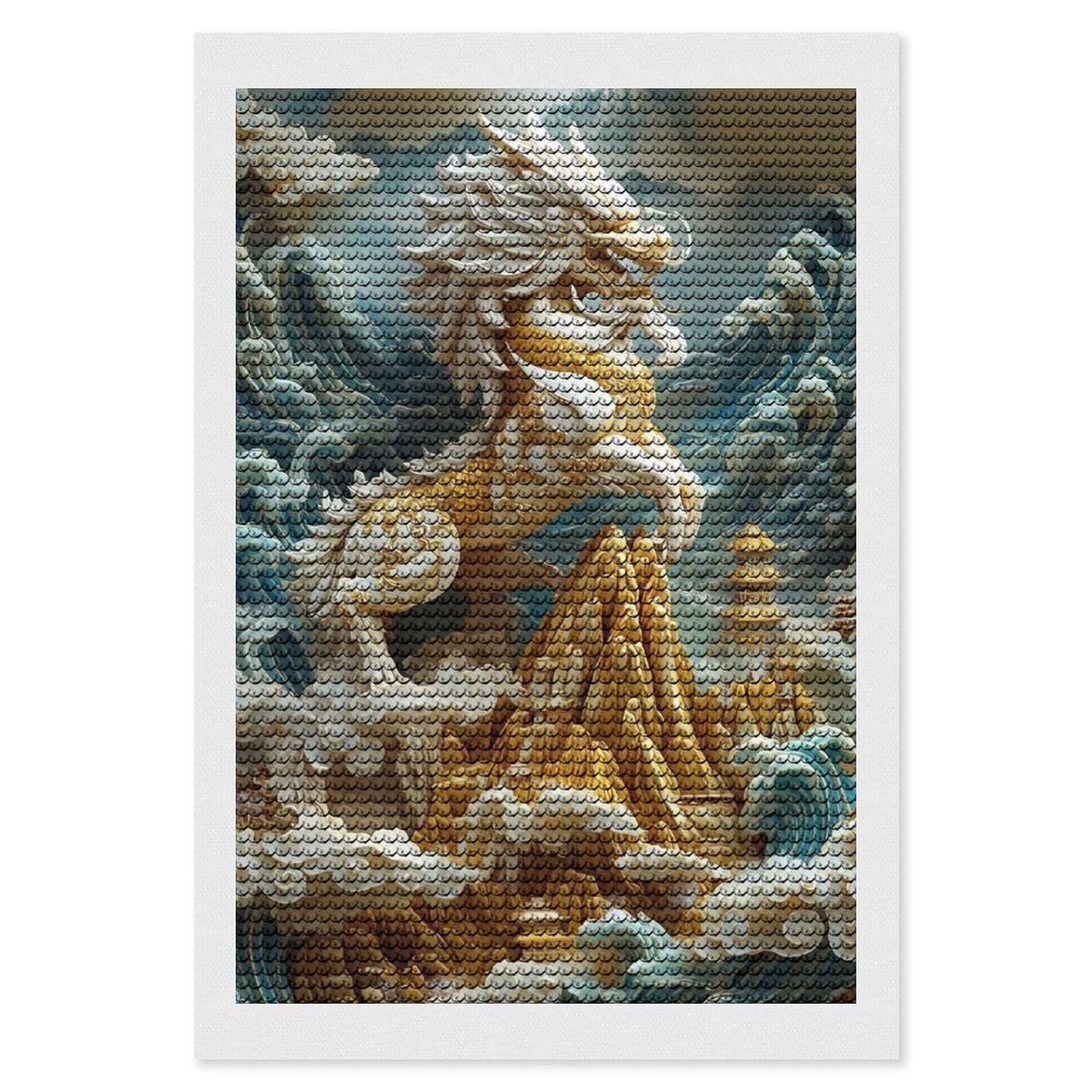 Junmoney Mythical Dragon Sculpture DIY Diamond Art Canvas Kit 8"x12", for Teens, Aesthetic Room Decor, Farmhouse Decor, Canvas Picture, Birthday Gift