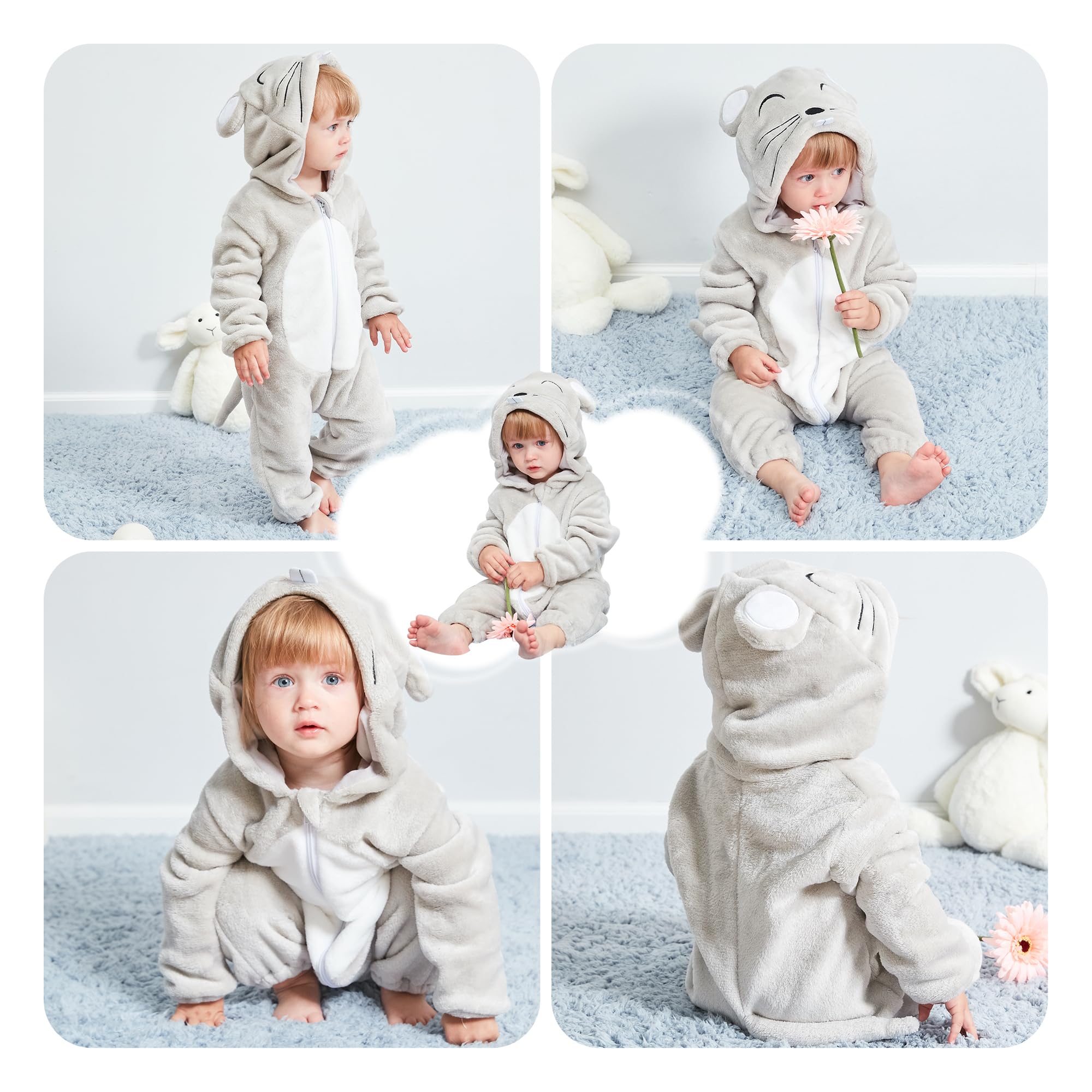 HAHASHOW Baby Winter Spielanzug Baby Schlafanzug Flanell Strampler Pyjama kostüm Bekleidung Karikatur Overalls Onesies für mädchen und Junge，3-36 Monate