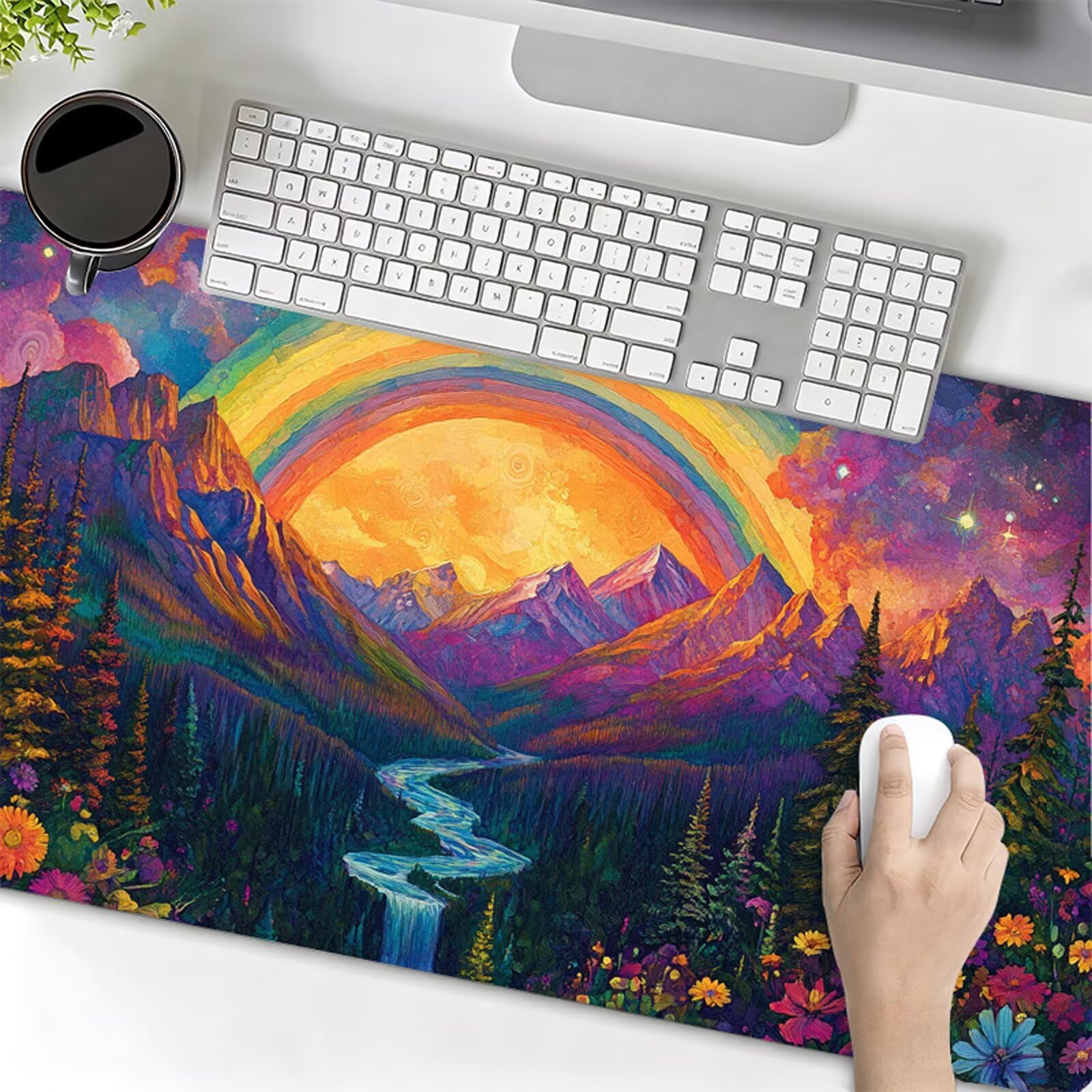 Podkładka pod mysz XXL 1200x400x3mm podkładka pod mysz kolorowa podkładka pod mysz górska poprawia precyzję i szybkość, wodoodporne antypoślizgowe, szyte krawędzie, akcesoria do gier, komputer biurowy