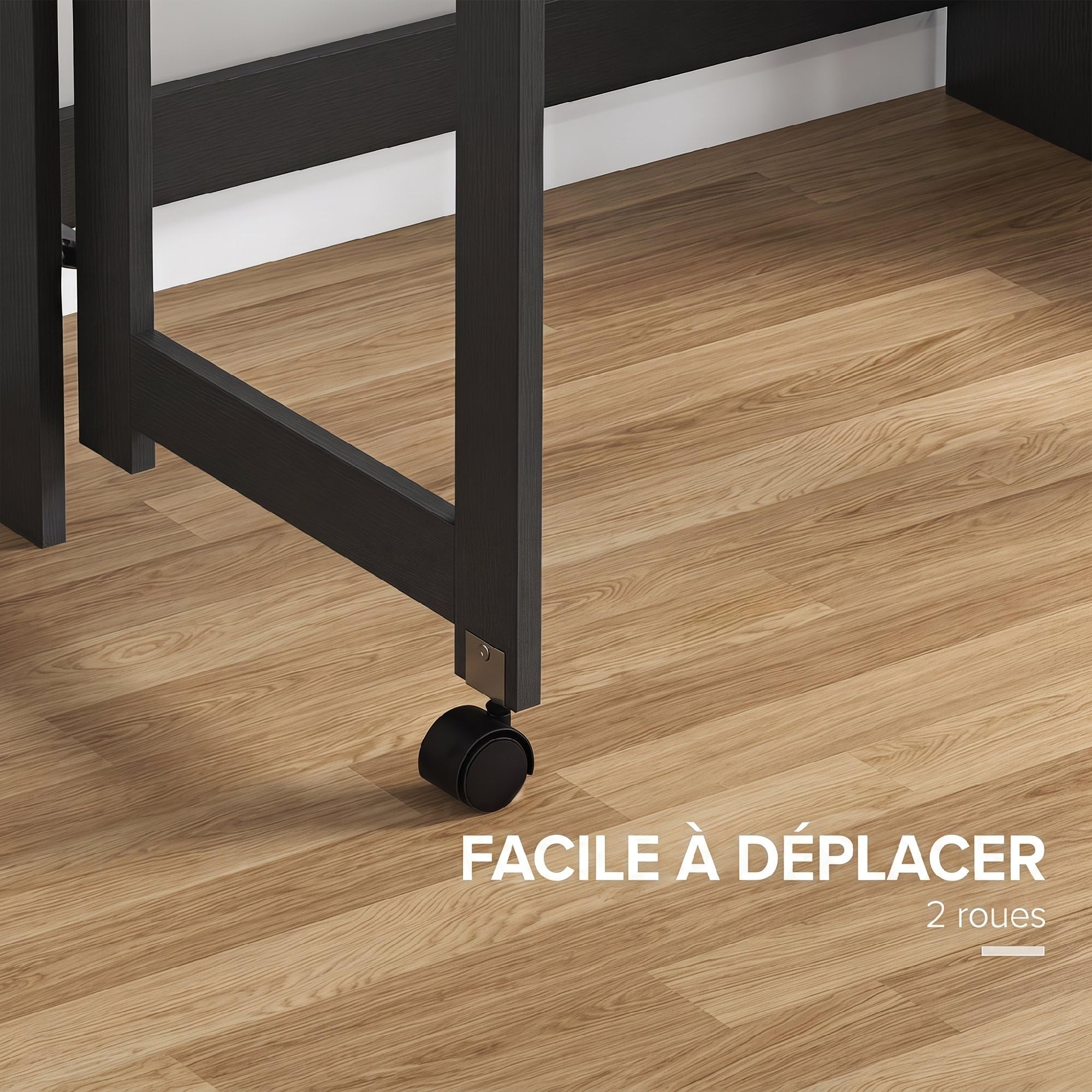 HOMCOM Bureau Informatique avec Étagères de Rangement 80x69x155cm Noir