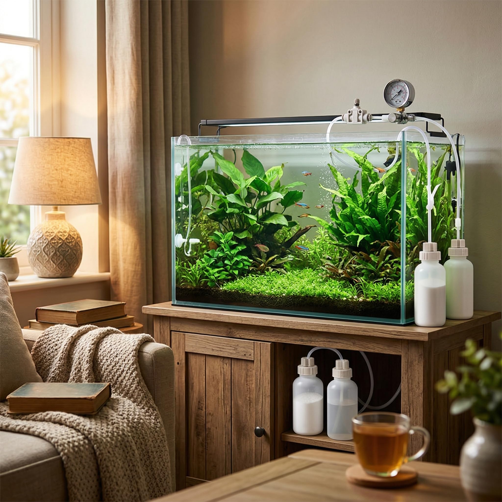Yosoo DIY Aquarium Planté Réservoir CO2 Système kit Pro Tube Valve Bouchon de bouteille de calibre D201