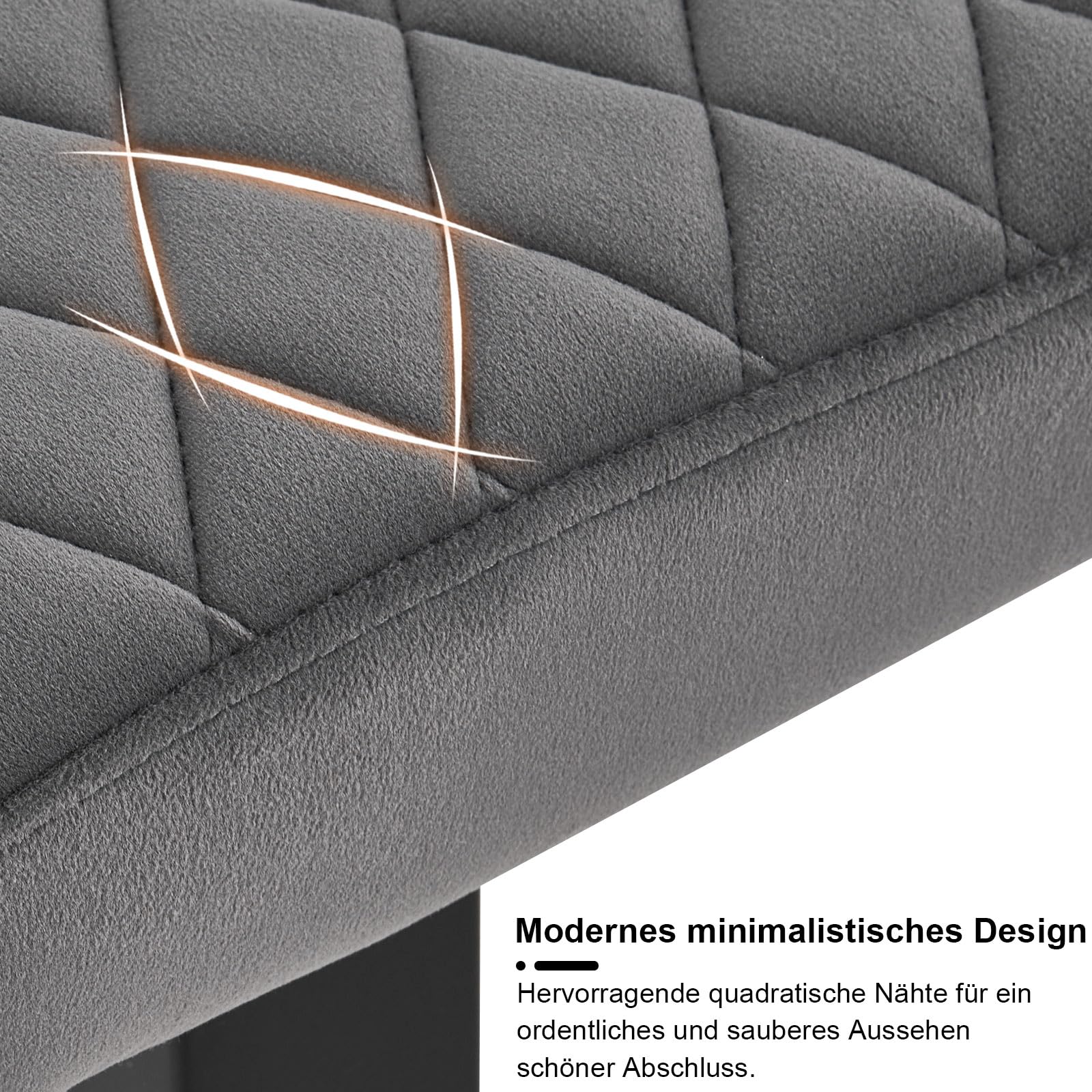 CLIPOP 100cm Samt Sitzbank, Polsterbank Metallbeine, Wohnzimmer, Schlafzimmer, Flur, Esszimmer (Grau)
