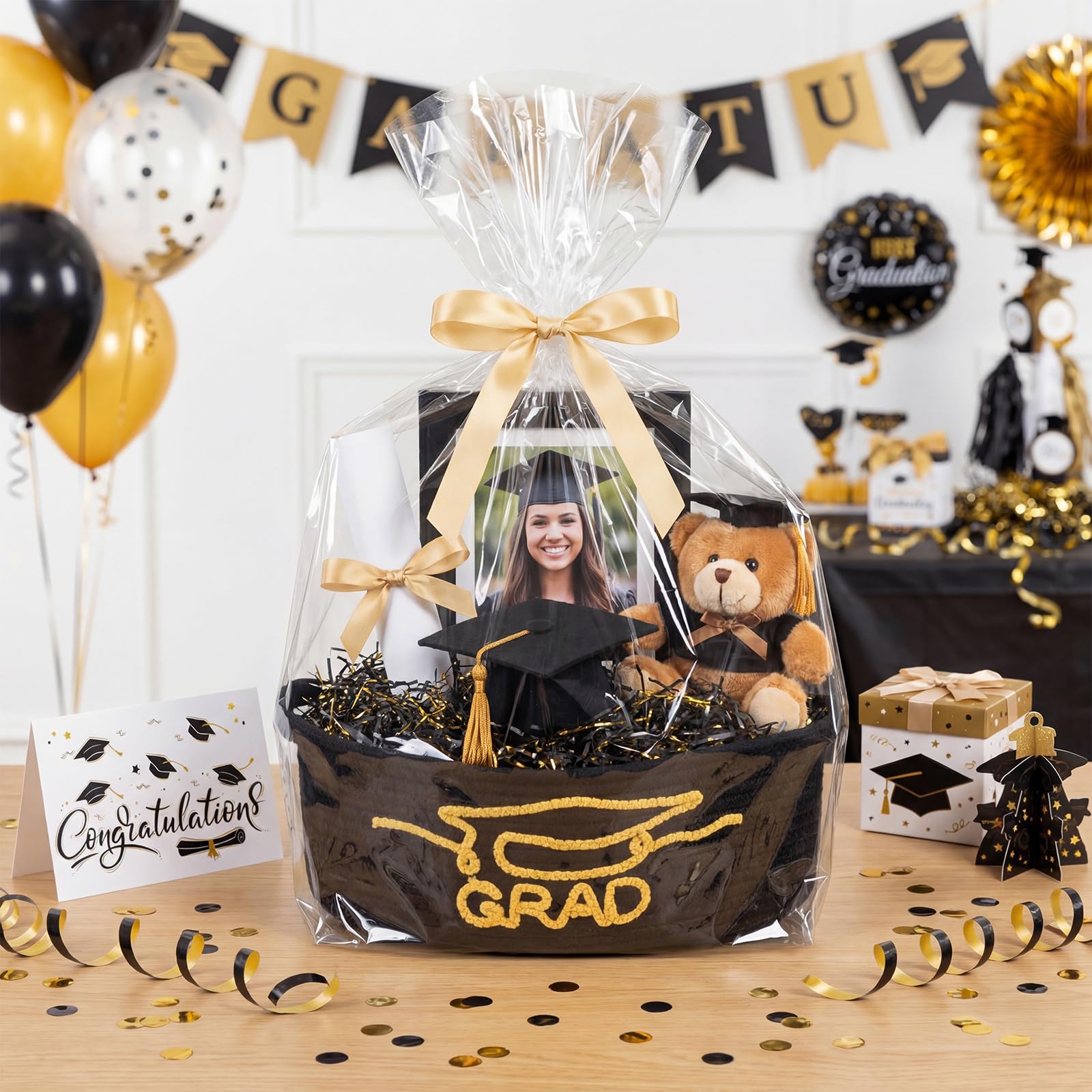 Colingmill 2 Pack 2026 Graduation Empty Gift Basket 14''x10''x5.5'' Woven Rope Basket Empty to Fill with Bag, Ribbon, Card, Tassel, DIY Congrat Gift for Class of 2026 Nurses Week