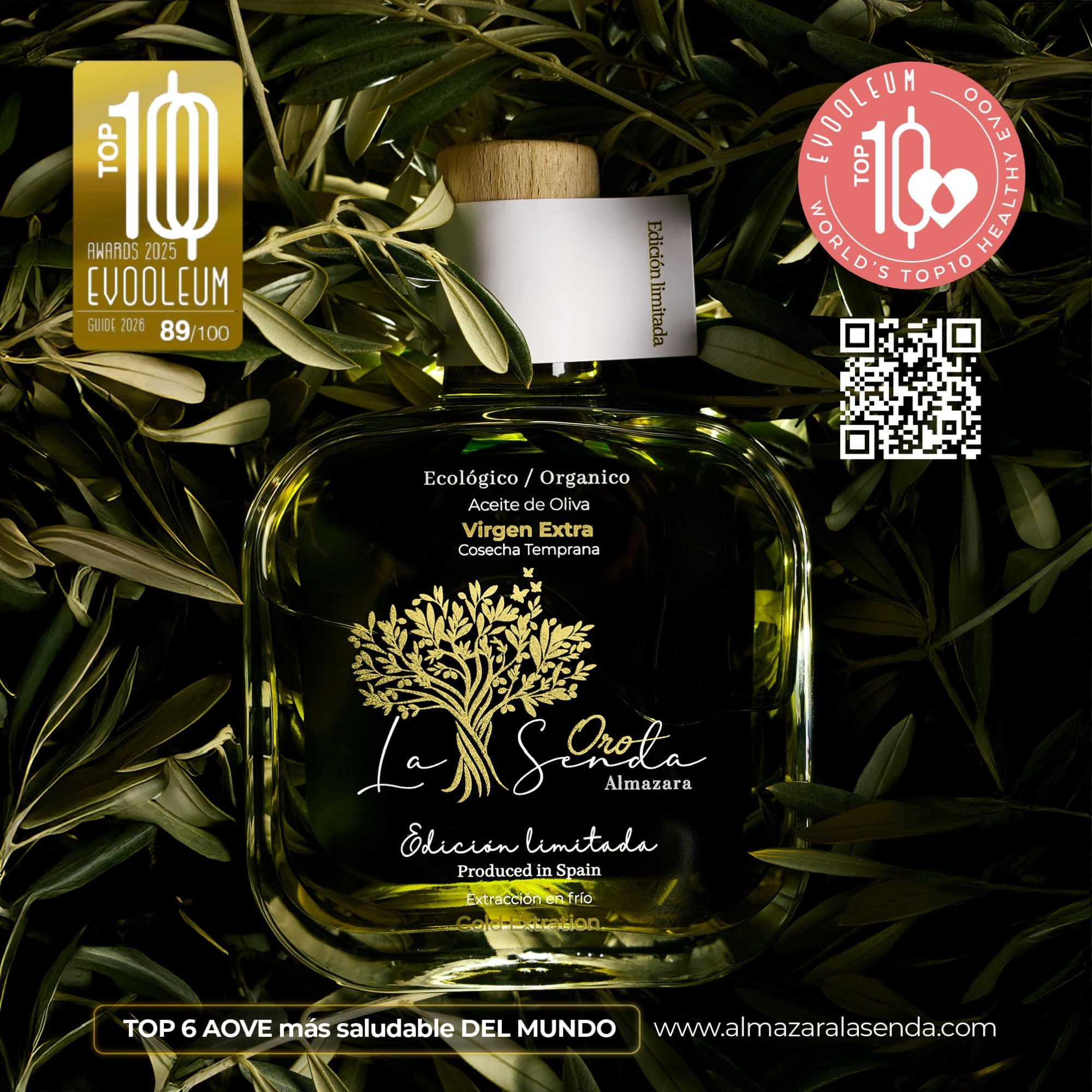 Almazara la Senda - Aceite de Oliva Virgen Extra Edición Limitada | AOVE Gourmet Monovarietal Picual | Aceite de Oliva Premium y Primera Extracción en Frío | Top 6 AOVE Más Saludable del Mundo | 500ml