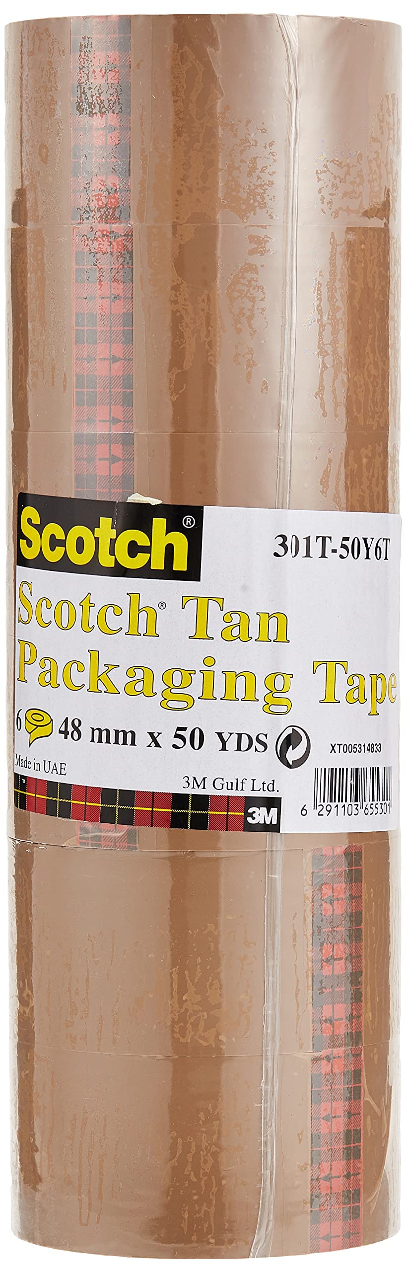 Scotch Tan Packaging Tape 301T-50Y6T, 2 in x 50 Yds. 6 Rolls/tower