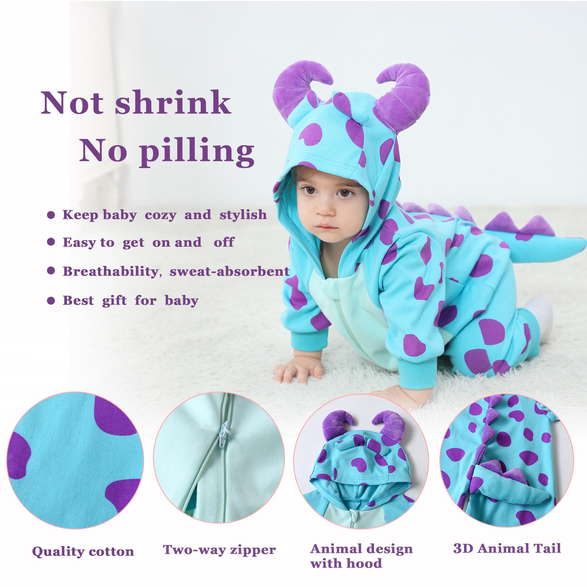 Bébé grenouillere À Capuchon,coton Enfant Combinaison Garçons et Filles,Bébé mignon à manches longues comme cadeau