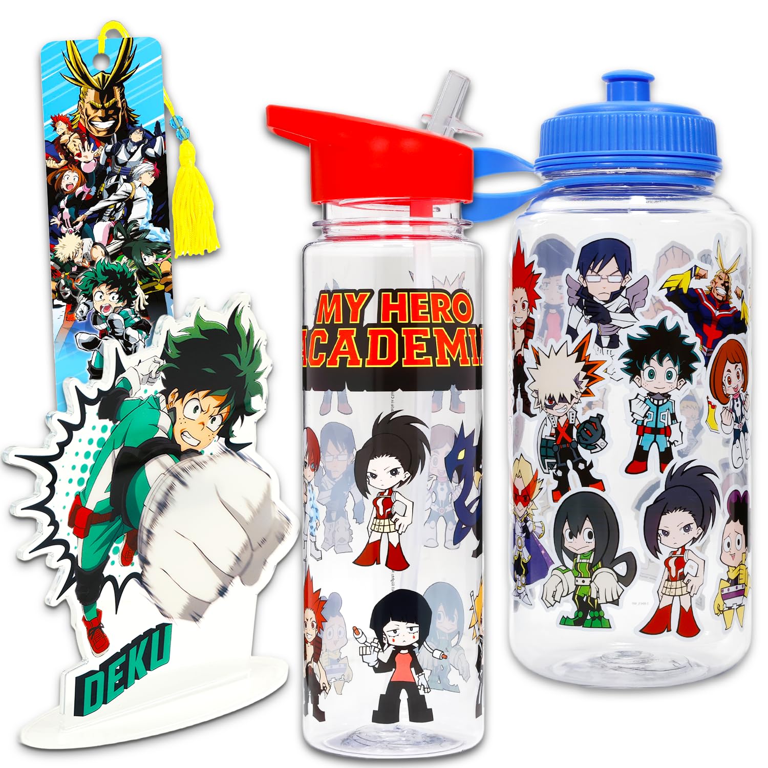 My Hero Academia Men's Multicolor Drink Containers For Adults - Bundle With 18 Oz Water Bottle With Straw And Sports Water Bottle Plus More | Merchandise