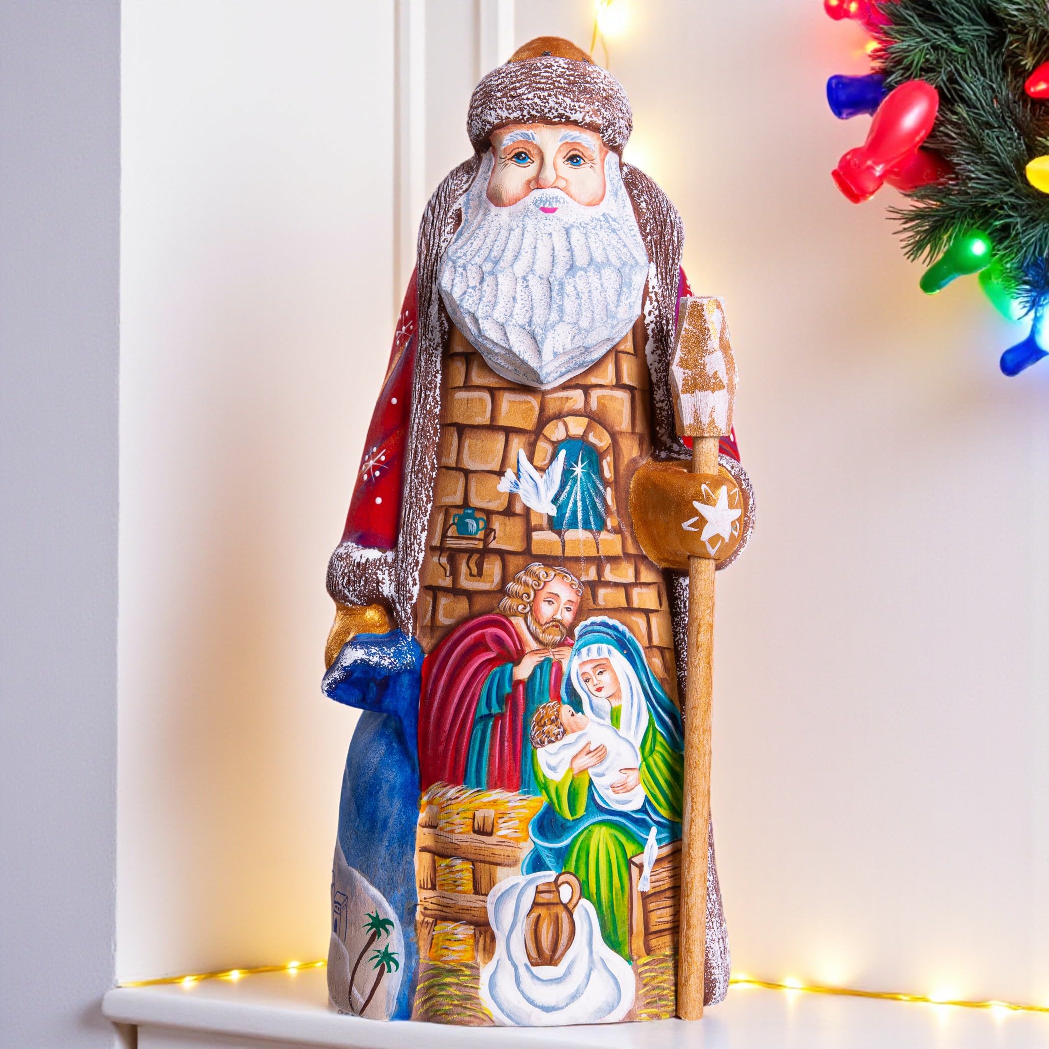 Amazon.com: Wooden Hand-Carved Santa Claus Figurine 9