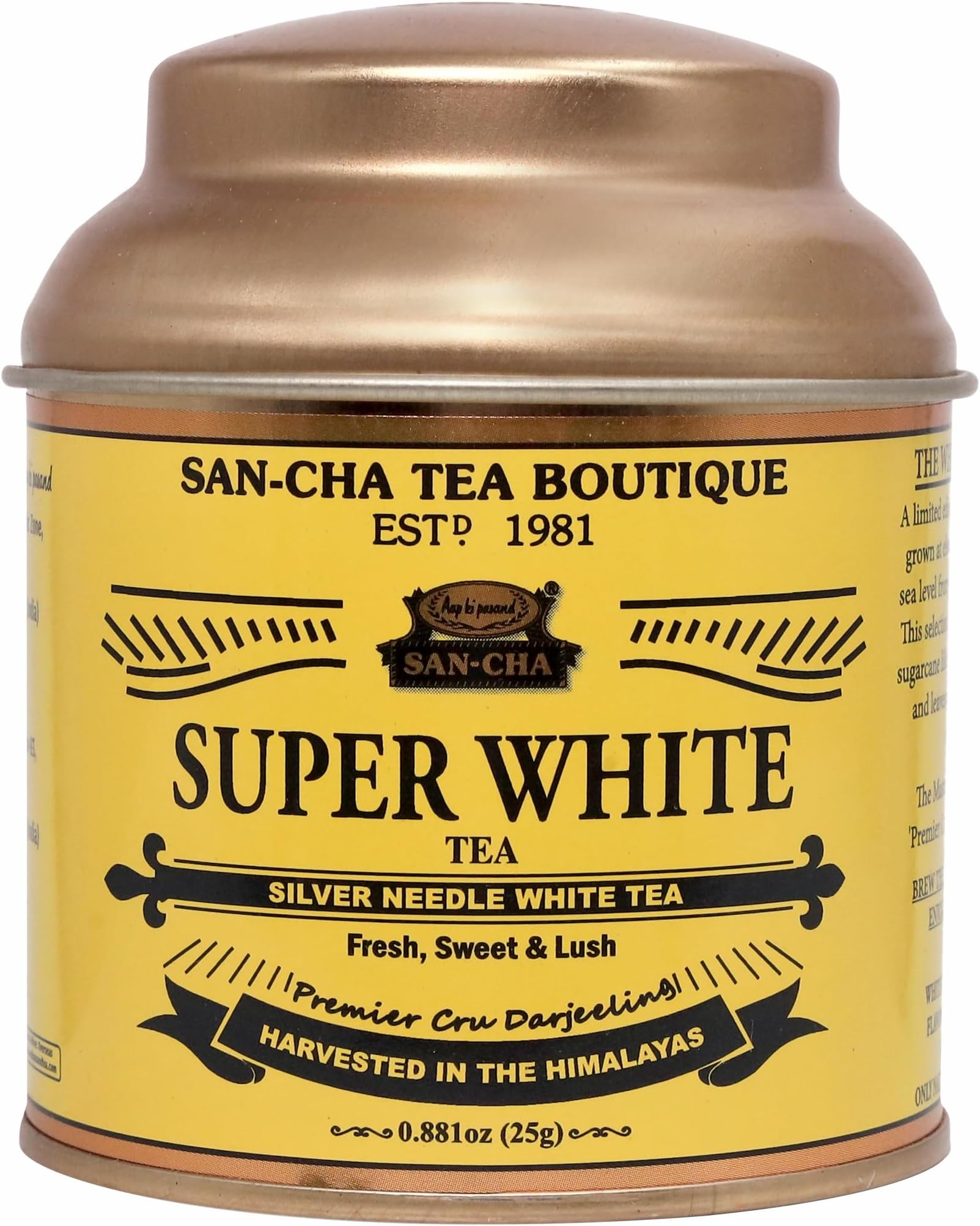 Sancha Tea Boutique, Super White Tea, 25g Silver Needle White Tea Buds, Rare Loose Leaf White Tea from Darjeeling, Himalayan Harvest