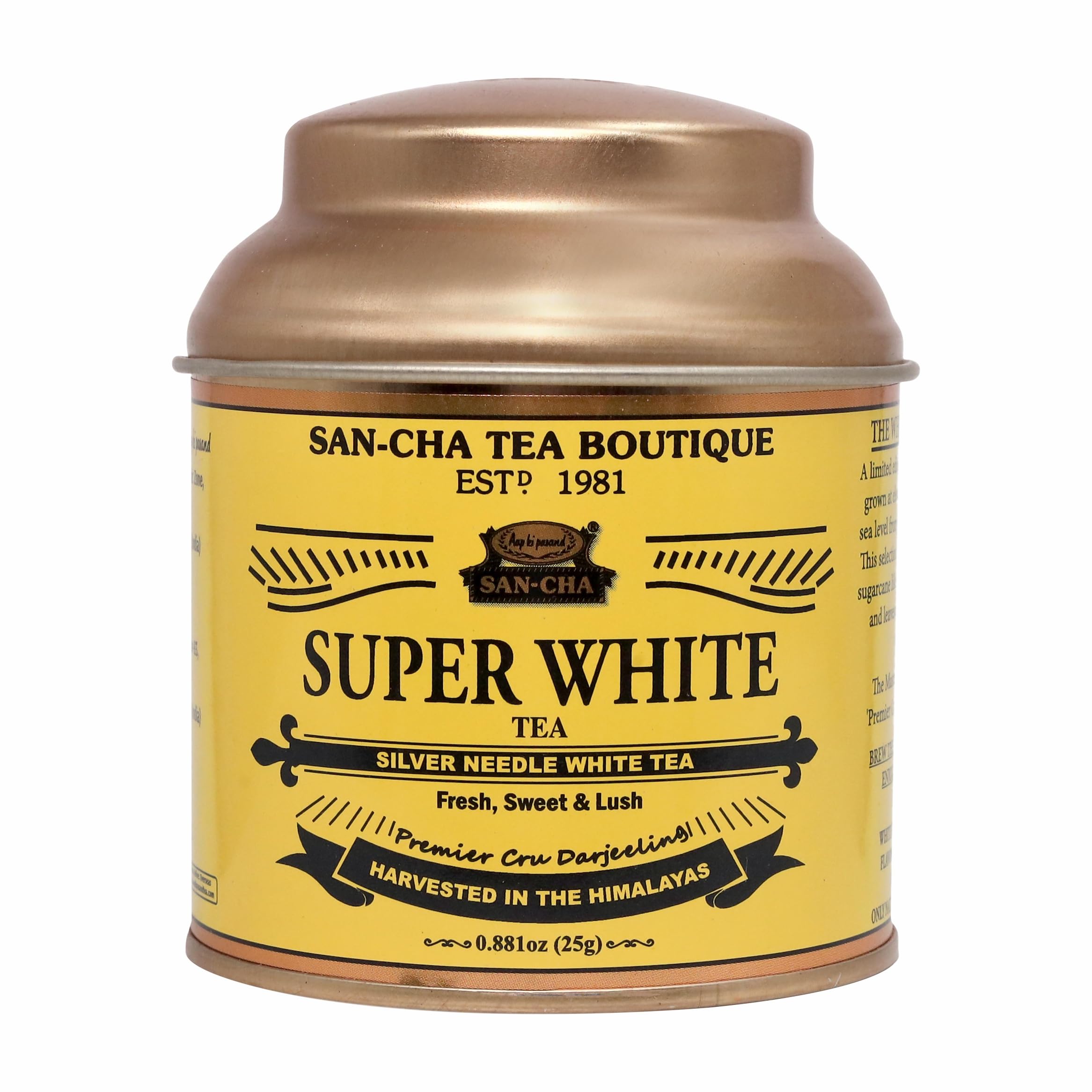 Sancha Tea Boutique, Super White Tea, 25g Silver Needle White Tea Buds, Rare Loose Leaf White Tea from Darjeeling, Himalayan Harvest