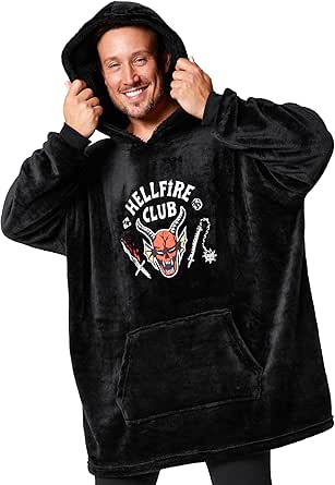 Stranger Things Sweat ?� Capuche Homme Hellfire Club Pull Plaid Homme Poncho Polaire Oversize 