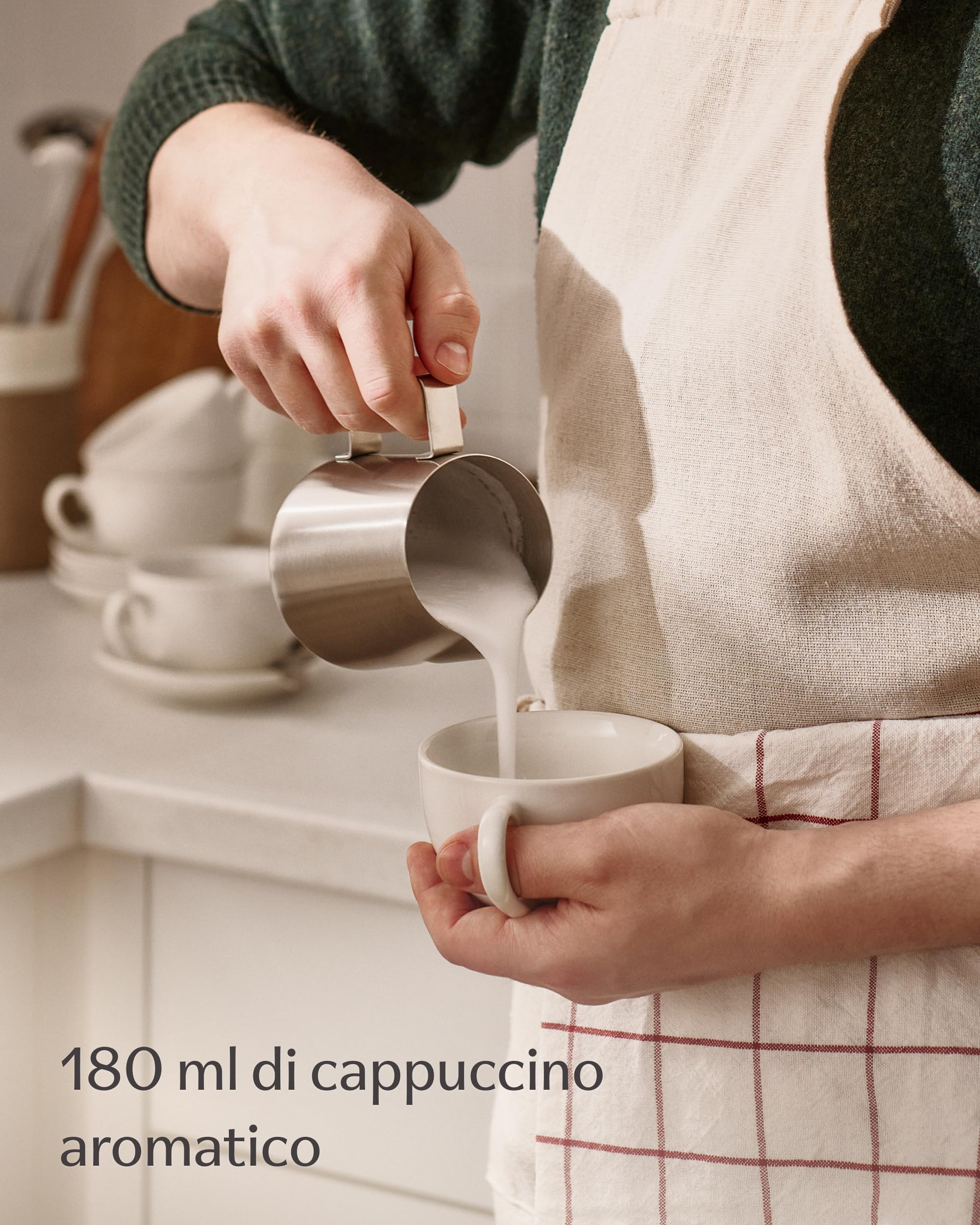 Tazzine Caffè 6 Pezzi in Ceramica Bianche con Piattini - Tazze Cappuccino Lavabili in Lavastoviglie - Set Regalo 180 ml