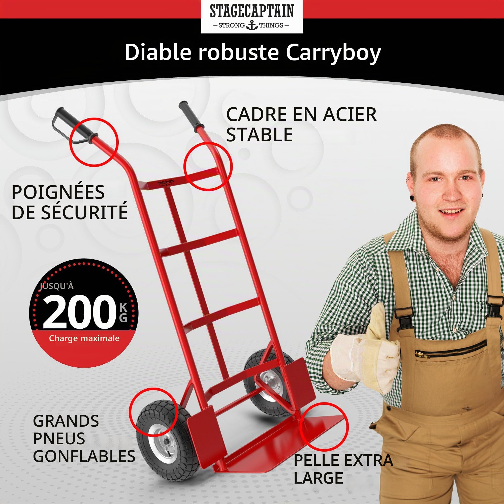 Stagecaptain Carryboy Chariot élévateur Rouge, Max. 200 kg