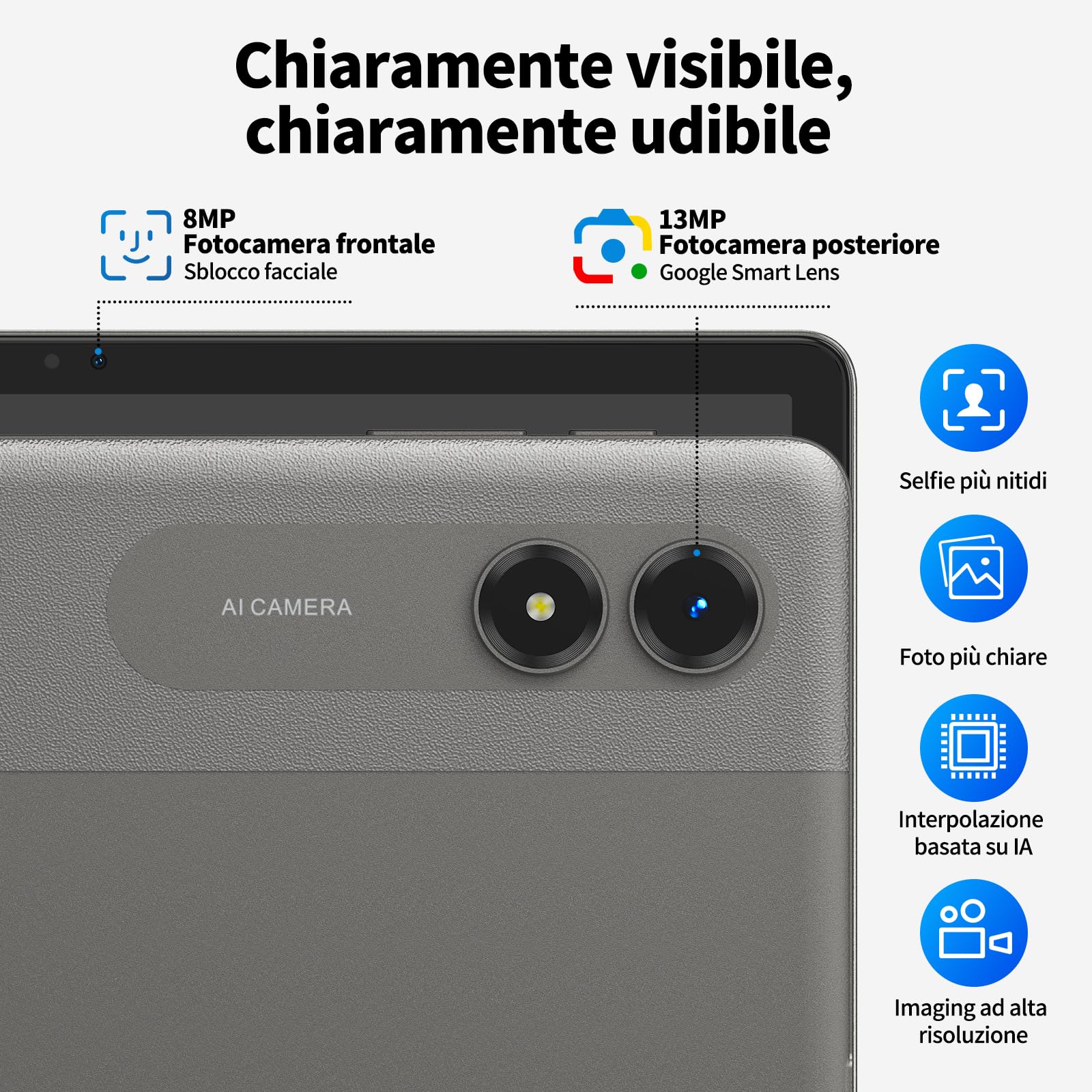 Tablet 11 Pollici Android 16 Tablet in Offerta, Display 90Hz, 24GB(6+18) RAM 128GB ROM (2TB TF), Gemini AI Integrata, 8000mAh, 13MP + 8MP, Face ID, WiFi, GPS, Protezione occhi IPS, Garanzia 4 Anni